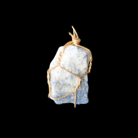 Sodalite natural wire-wrapped pendant 15*23mm 9.2g in sunlight - Rocks and Things Store