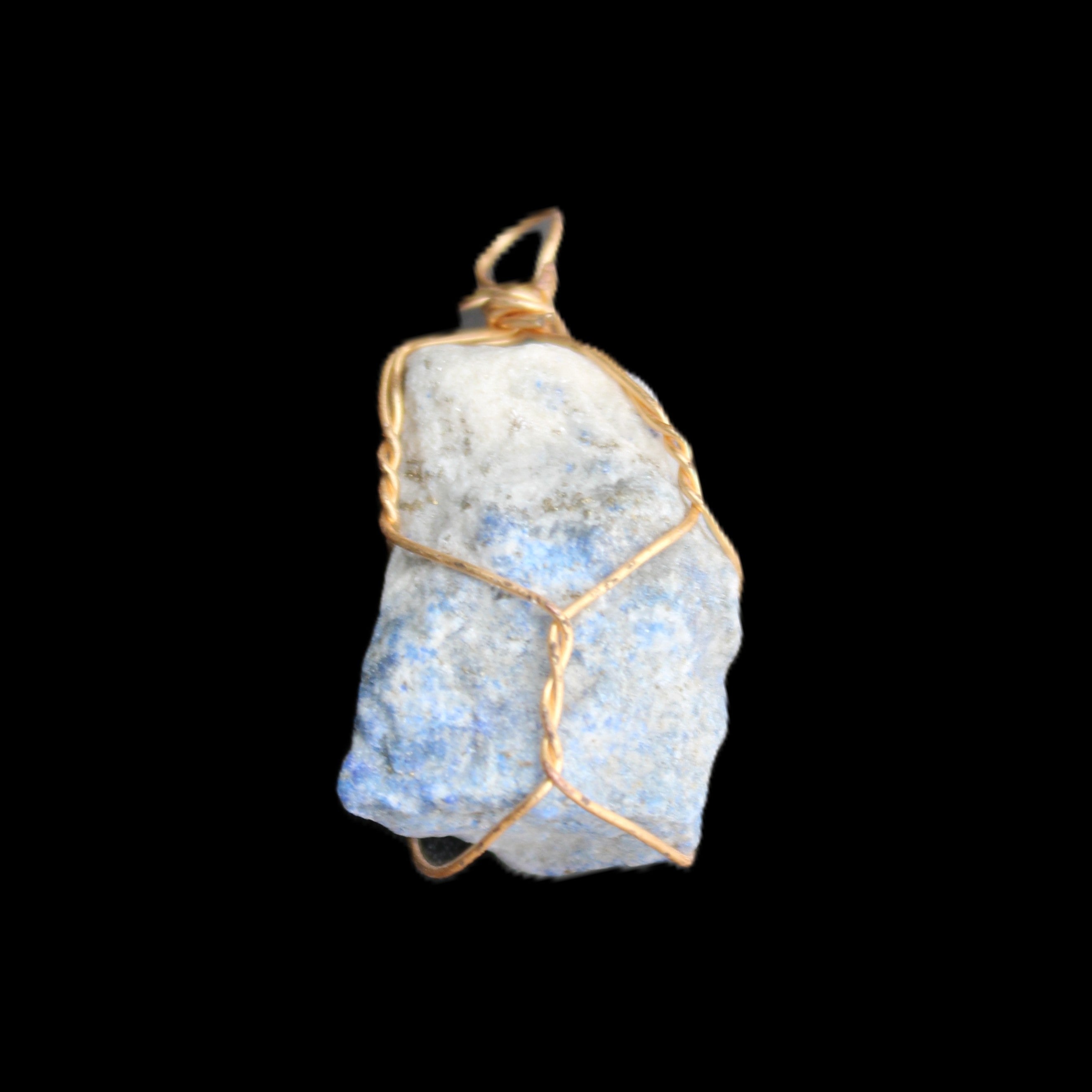 Sodalite natural wire-wrapped pendant 15*23mm 9.2g in sunlight - Rocks and Things Store