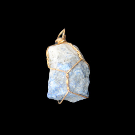 Sodalite natural wire-wrapped pendant 15*23mm 9.2g in sunlight - Rocks and Things Store