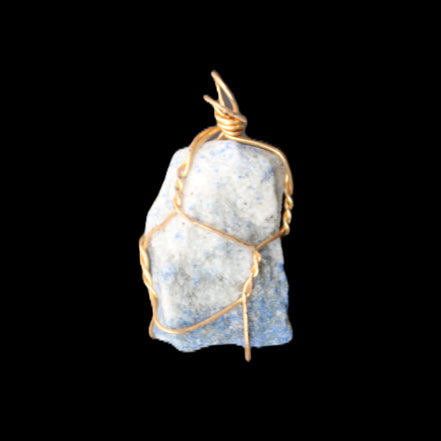 Sodalite natural wire-wrapped pendant 15*23mm 9.2g in sunlight - Rocks and Things Store