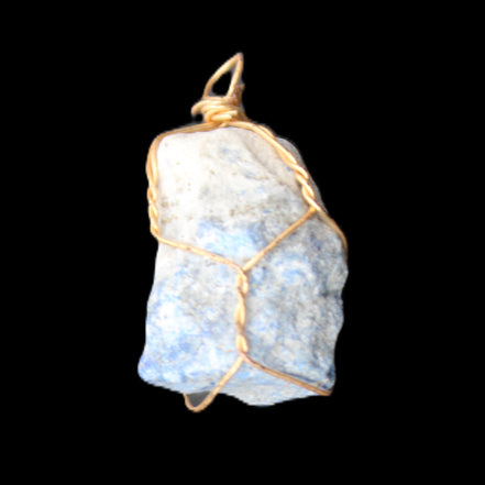 Sodalite natural wire-wrapped pendant 15*23mm 9.2g in sunlight - Rocks and Things Store