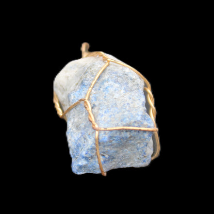 Sodalite natural wire-wrapped pendant 15*23mm 9.2g in sunlight - Rocks and Things Store