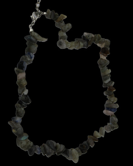 Labradorite chunky chip adjustable necklace 390m 41g in sunlight - Rocks and Things Store