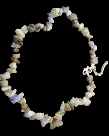 Labradorite chunky chip adjustable necklace 390m 41g in sunlight - Rocks and Things Store