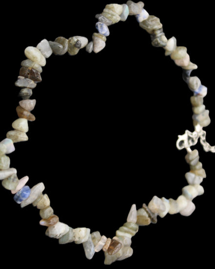 Labradorite chunky chip adjustable necklace 390m 41g in sunlight - Rocks and Things Store