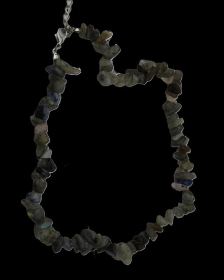 Labradorite chunky chip adjustable necklace 390m 41g in sunlight - Rocks and Things Store