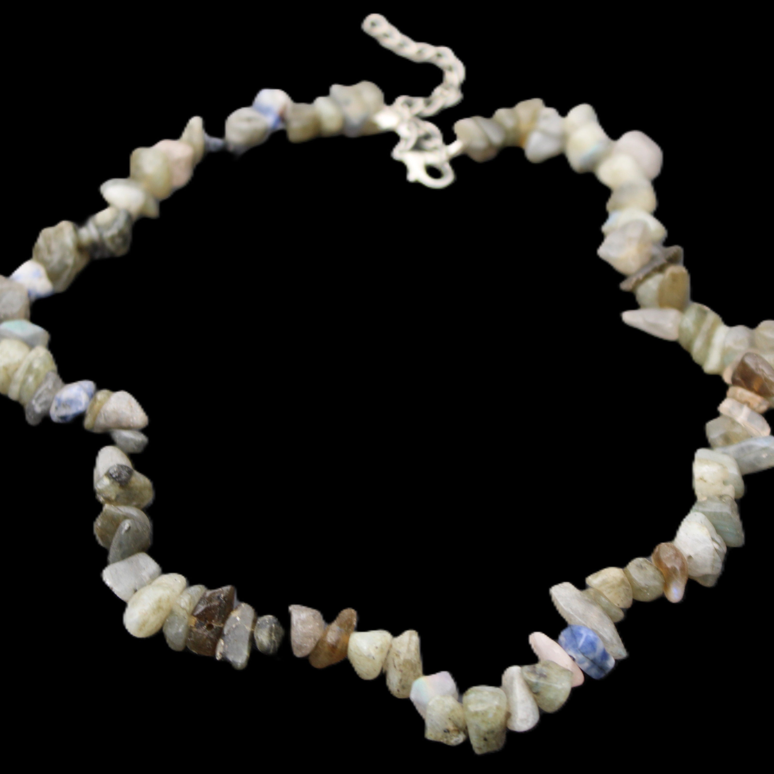 Labradorite chunky chip adjustable necklace 390m 41g in sunlight - Rocks and Things Store