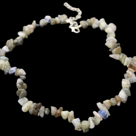 Labradorite chunky chip adjustable necklace 390m 41g in sunlight - Rocks and Things Store