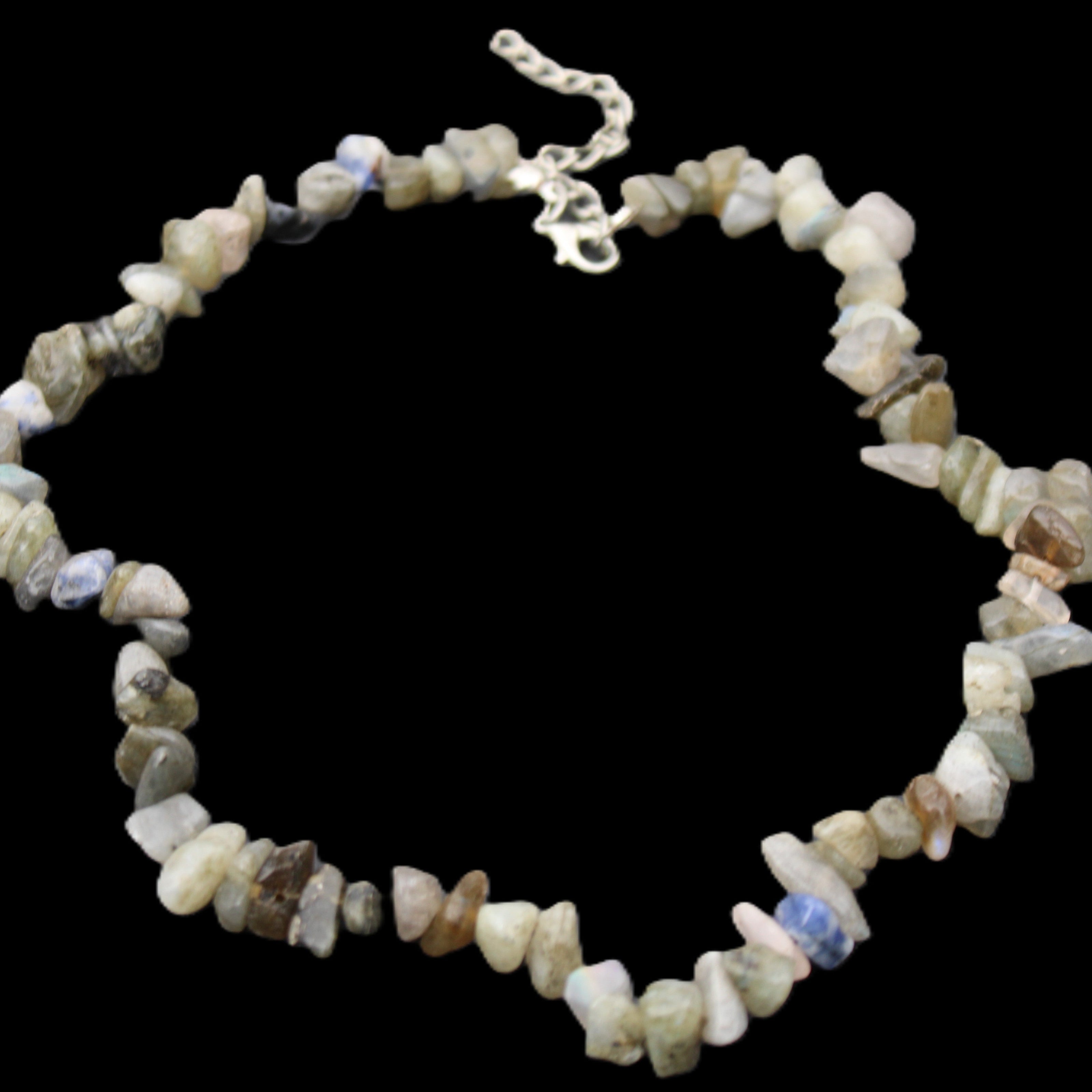 Labradorite chunky chip adjustable necklace 390m 41g in sunlight - Rocks and Things Store