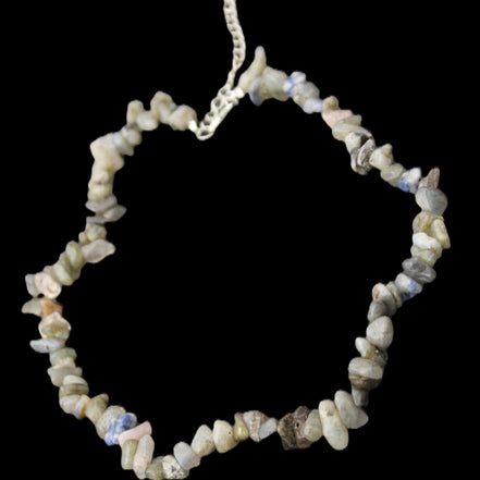 Labradorite chunky chip adjustable necklace 390m 41g in sunlight - Rocks and Things Store