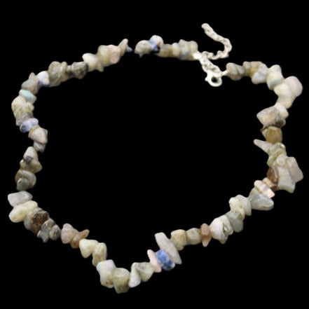 Labradorite chunky chip adjustable necklace 390m 41g in sunlight - Rocks and Things Store