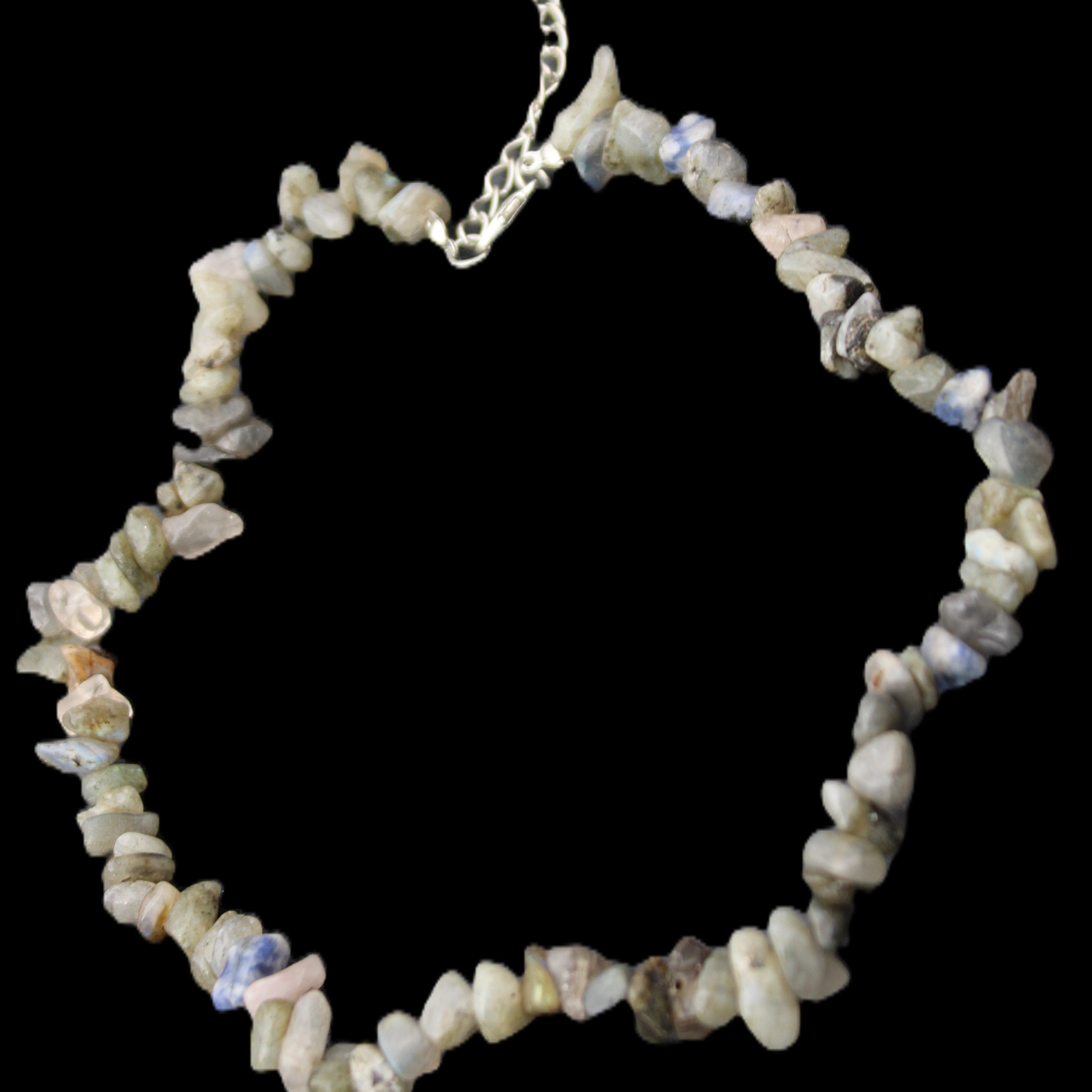 Labradorite chunky chip adjustable necklace 390m 41g in sunlight - Rocks and Things Store