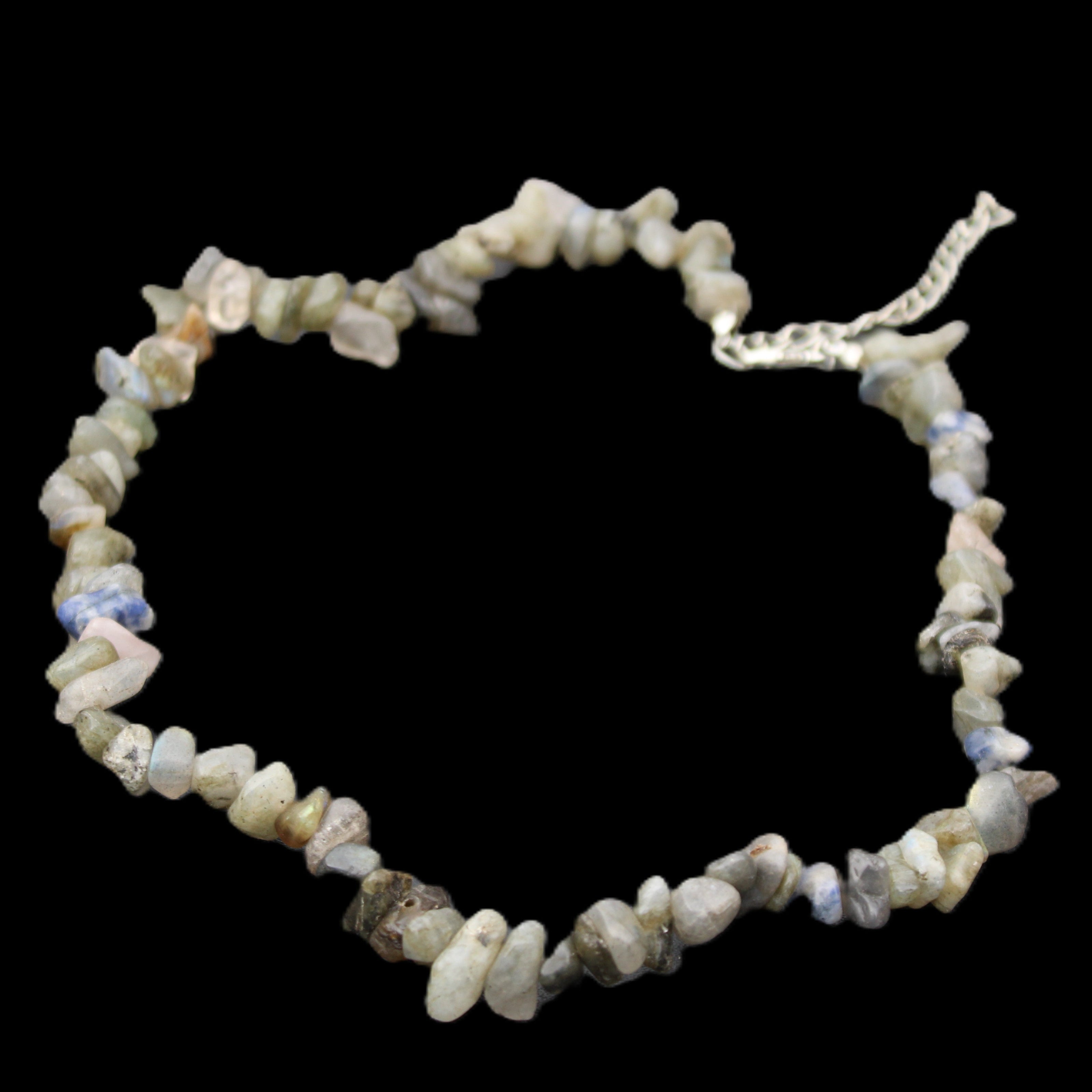Labradorite chunky chip adjustable necklace 390m 41g in sunlight - Rocks and Things Store
