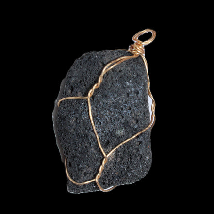 Vesicular Basalt wire-wrapped 28*27*33mm pendant 10.5g in sunlight - Rocks and Things Store