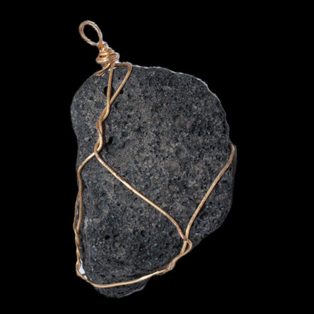 Vesicular Basalt wire-wrapped 28*27*33mm pendant 10.5g in sunlight - Rocks and Things Store