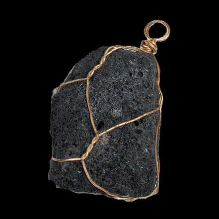 Vesicular Basalt wire-wrapped 28*27*33mm pendant 10.5g in sunlight - Rocks and Things Store