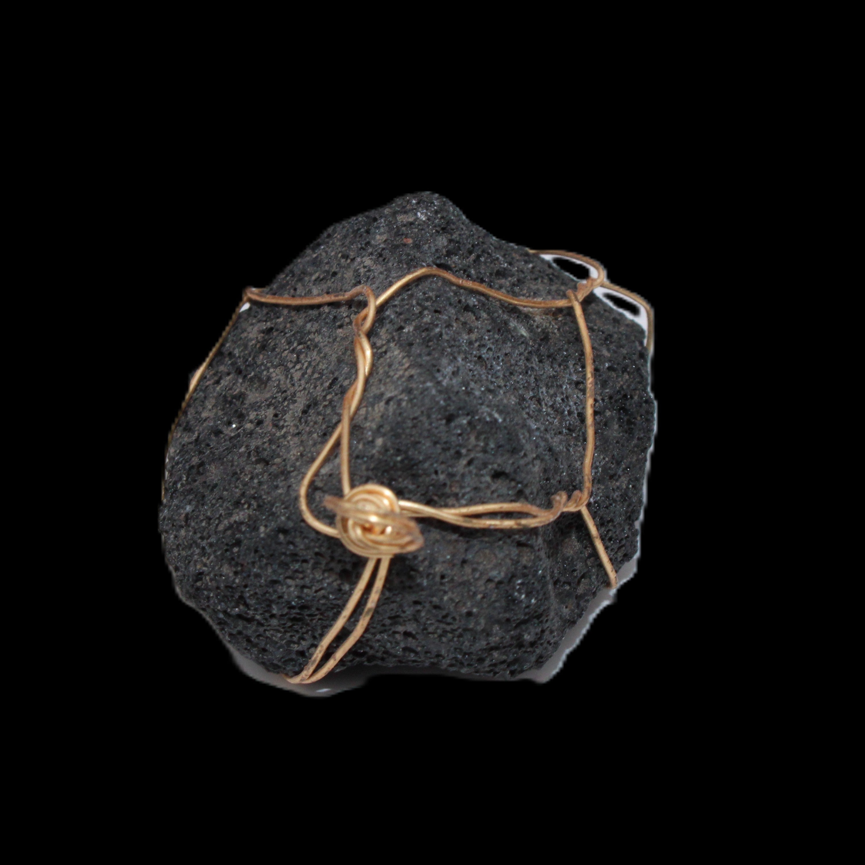 Vesicular Basalt wire-wrapped 28*27*33mm pendant 10.5g in sunlight - Rocks and Things Store