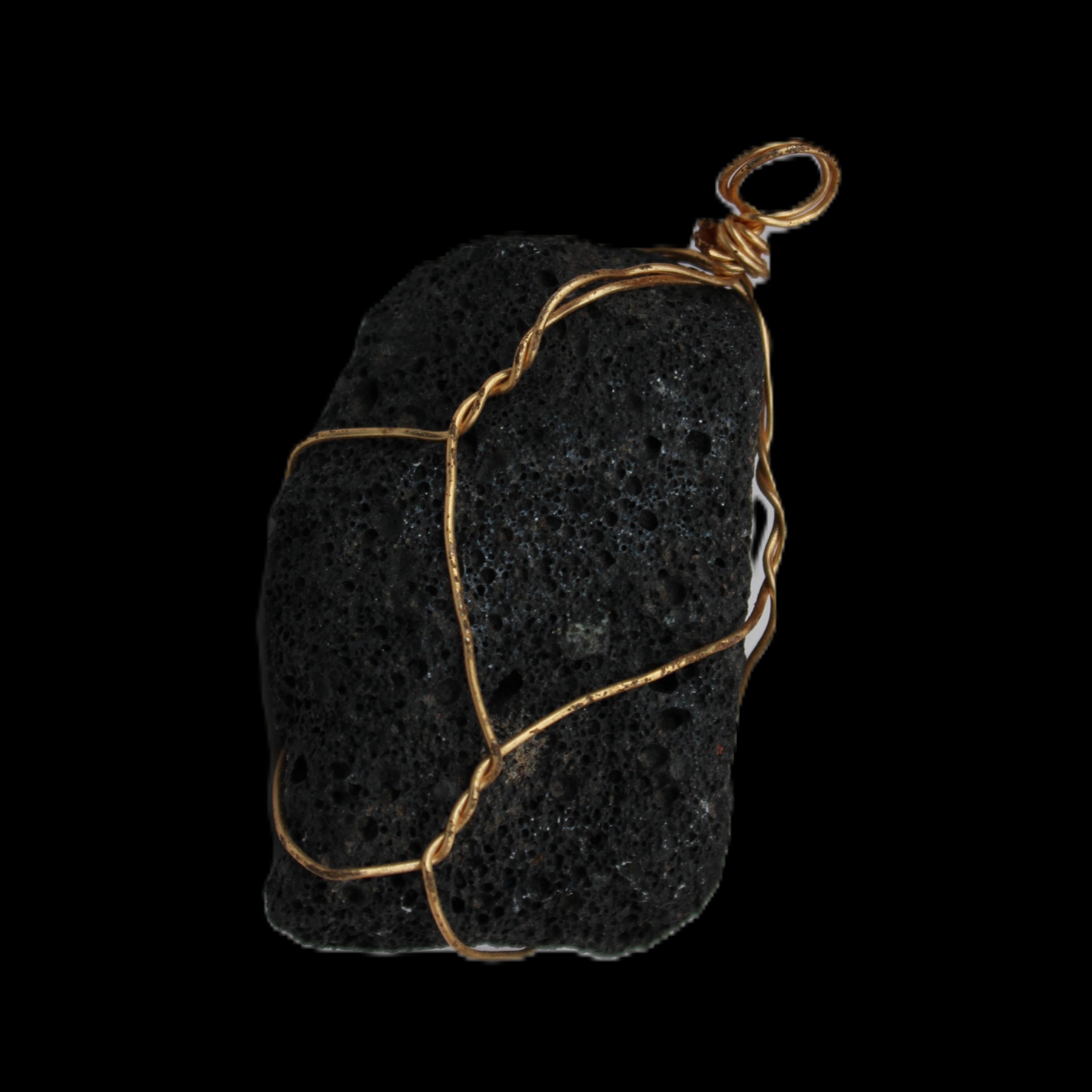Vesicular Basalt wire-wrapped 28*27*33mm pendant 10.5g in sunlight - Rocks and Things Store
