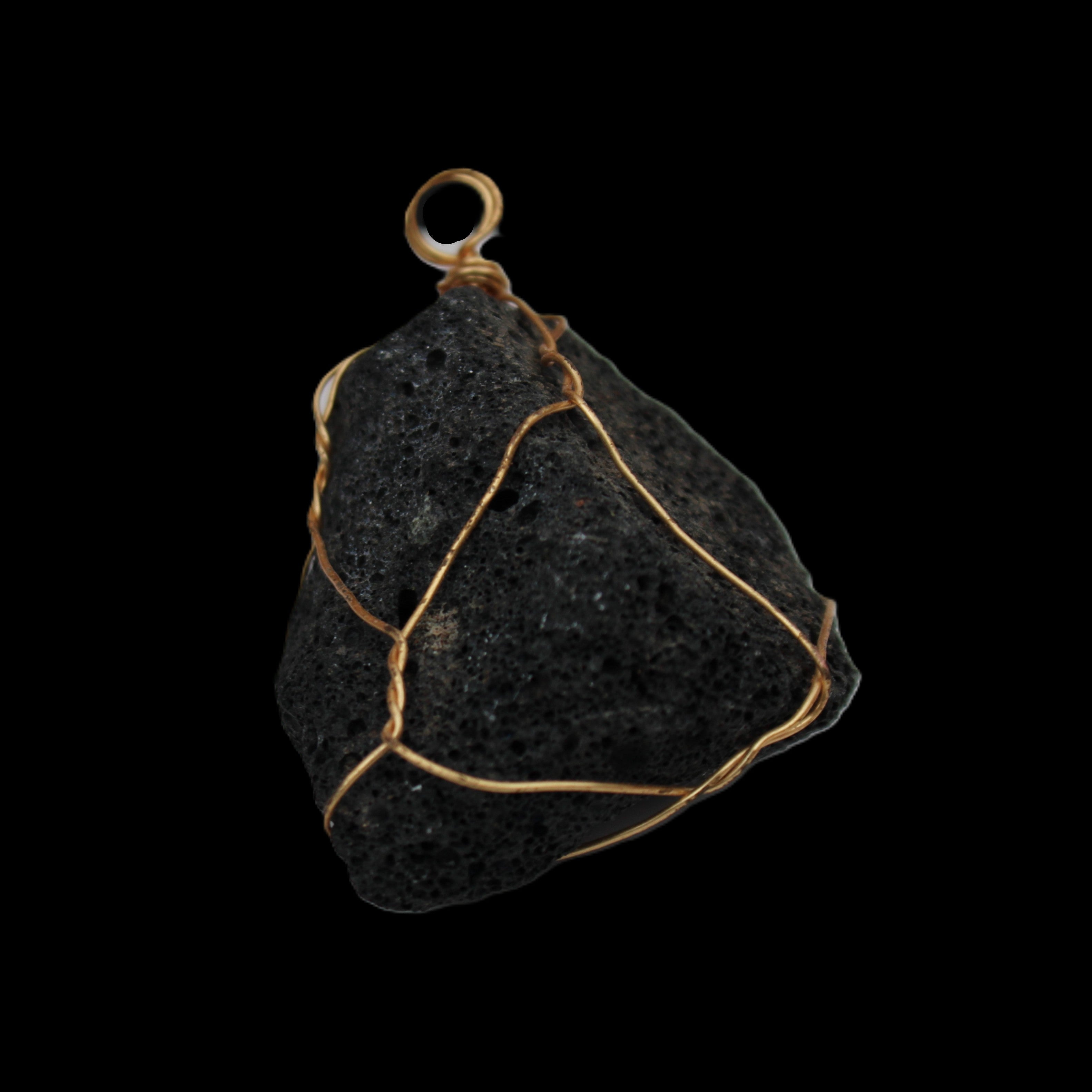 Vesicular Basalt wire-wrapped 28*27*33mm pendant 10.5g in sunlight - Rocks and Things Store