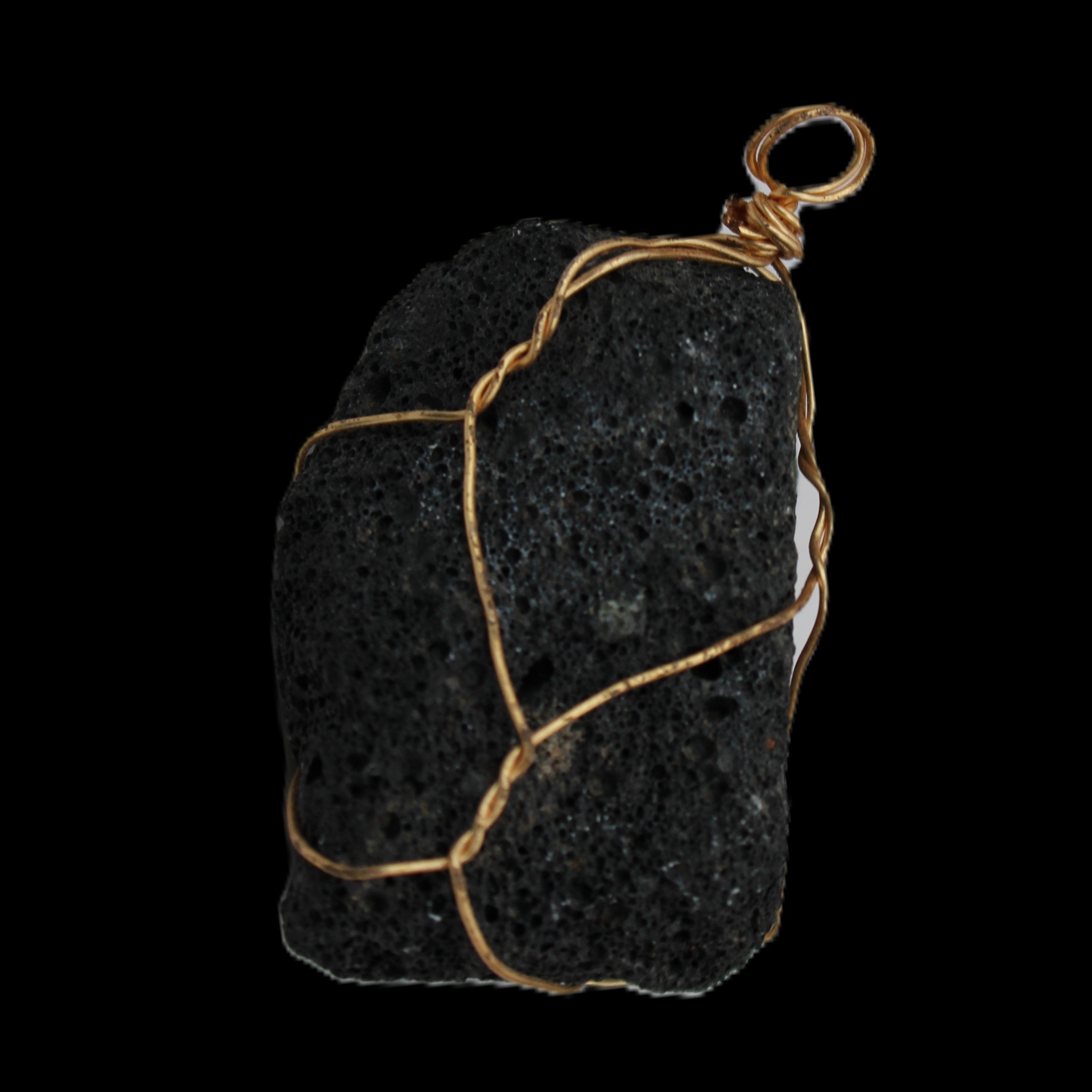 Vesicular Basalt wire-wrapped 28*27*33mm pendant 10.5g in sunlight - Rocks and Things Store