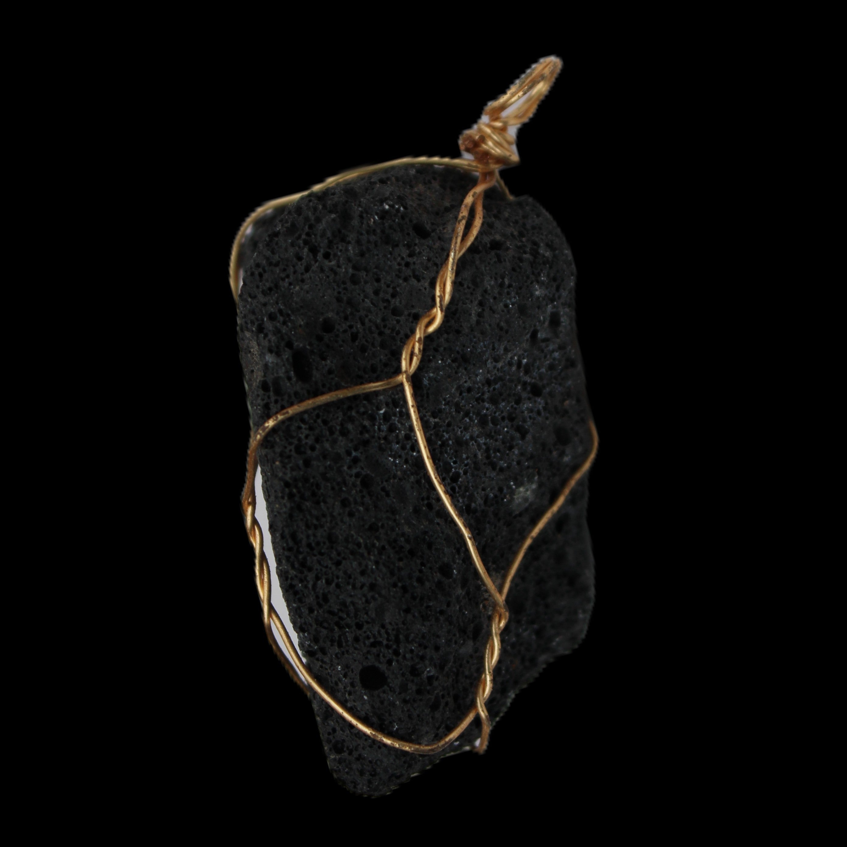 Vesicular Basalt wire-wrapped 28*27*33mm pendant 10.5g in sunlight - Rocks and Things Store