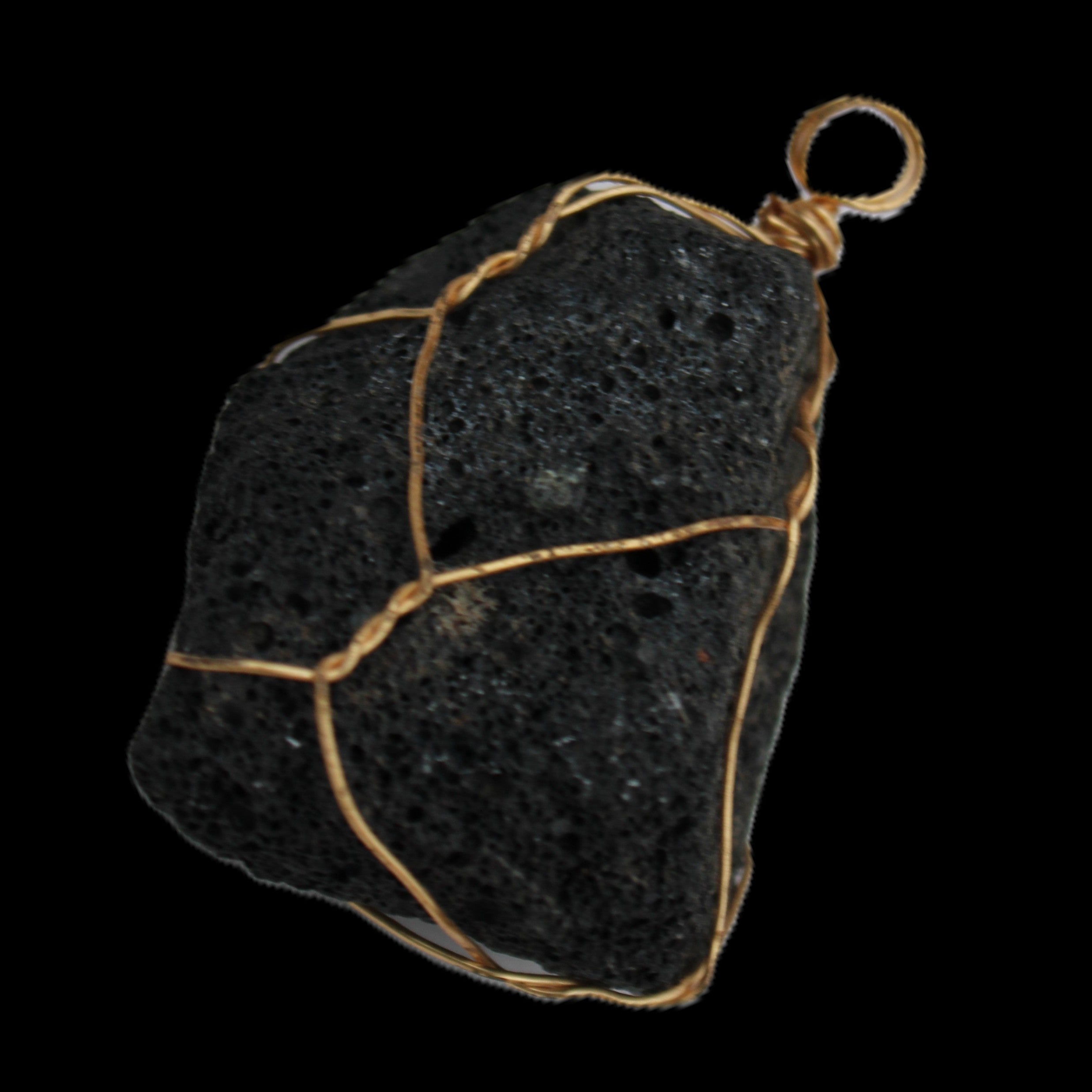 Vesicular Basalt wire-wrapped 28*27*33mm pendant 10.5g in sunlight - Rocks and Things Store