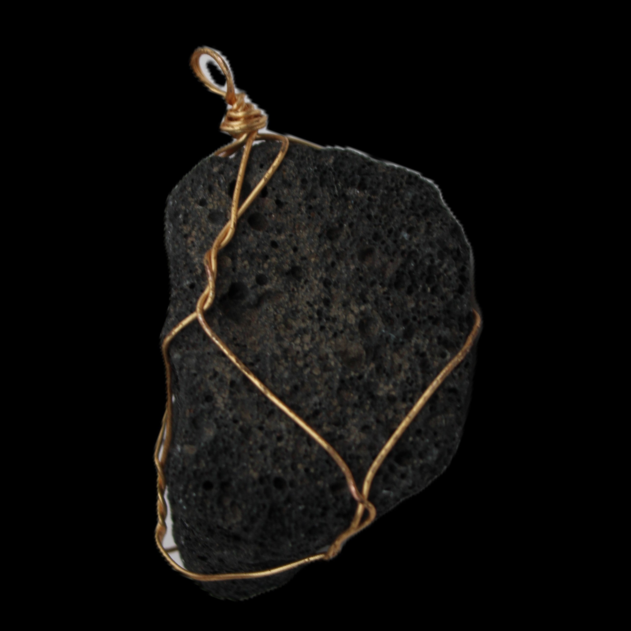 Vesicular Basalt wire-wrapped 28*27*33mm pendant 10.5g in sunlight - Rocks and Things Store