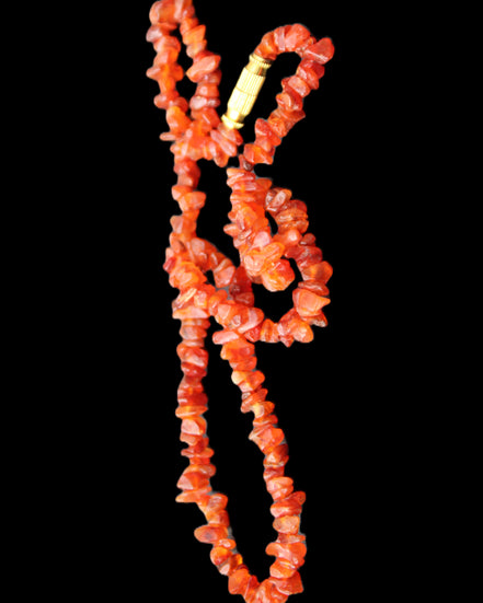 Carnelian Agate crystal chip necklace 420mm 15g in sunlight - Rocks and Things Store