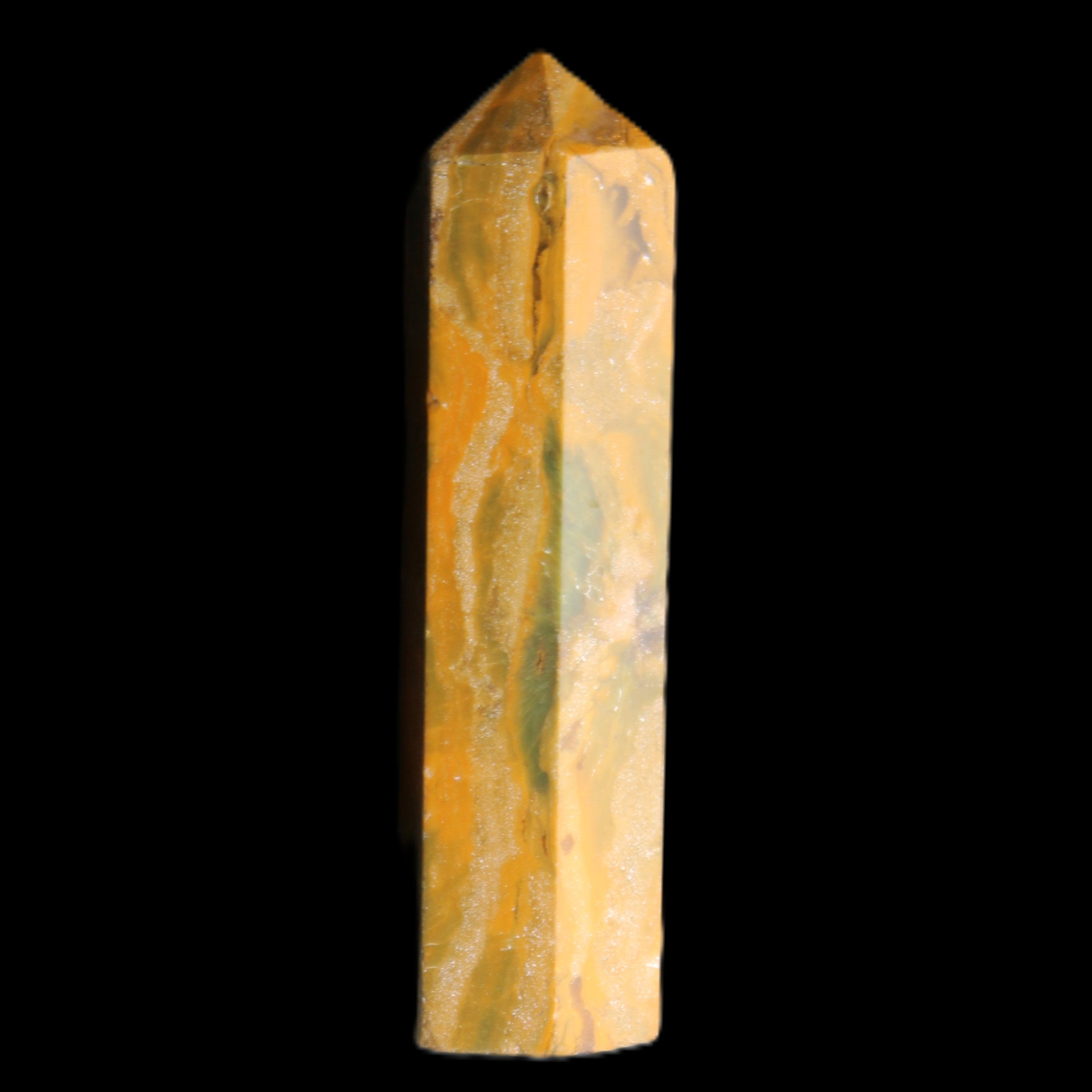 Yellow Jasper small wand 38mm 7.6g in sunlight - Rocks and Things Store