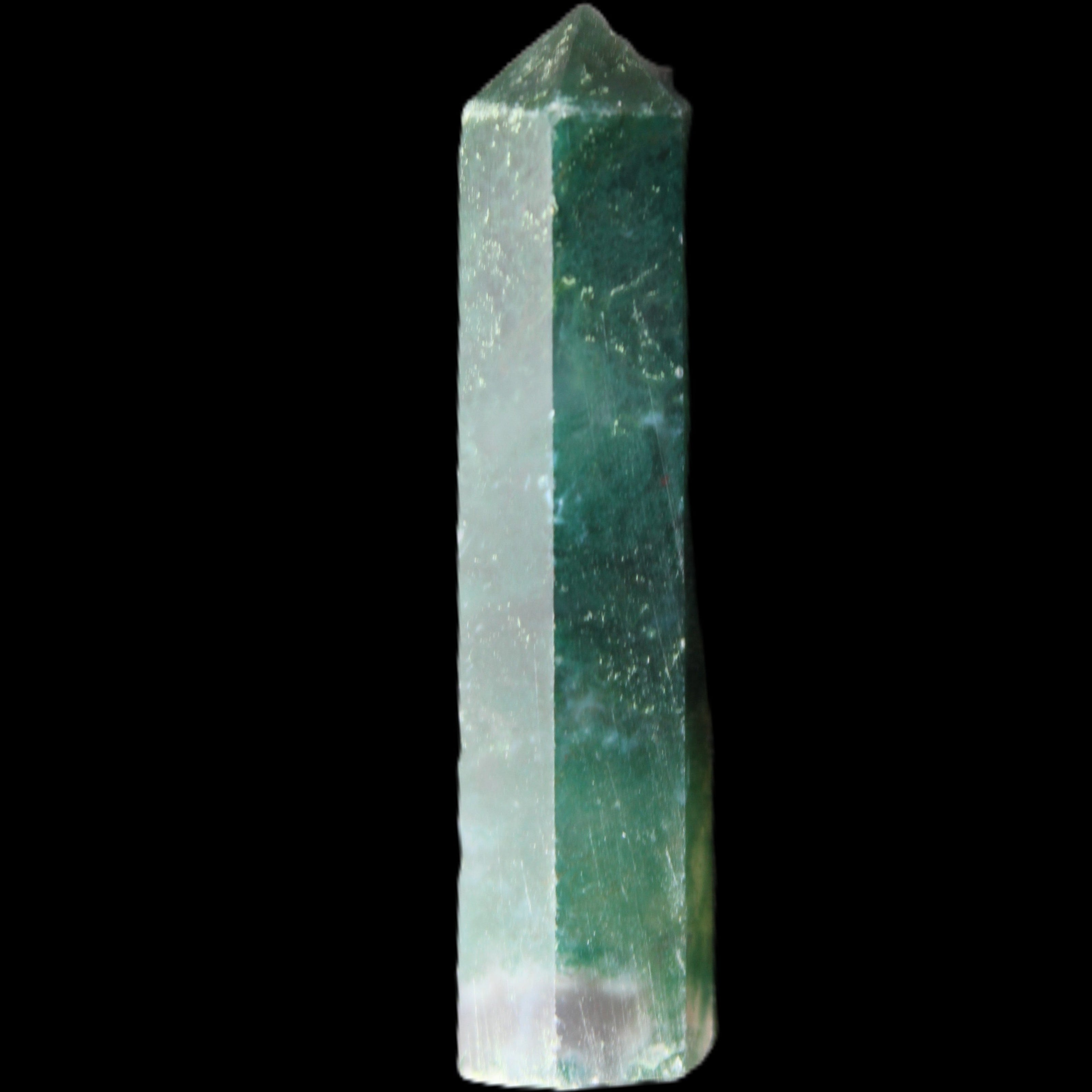 Moss Agate small wand 39mm 6g in sunlight - Rocks and Things Store