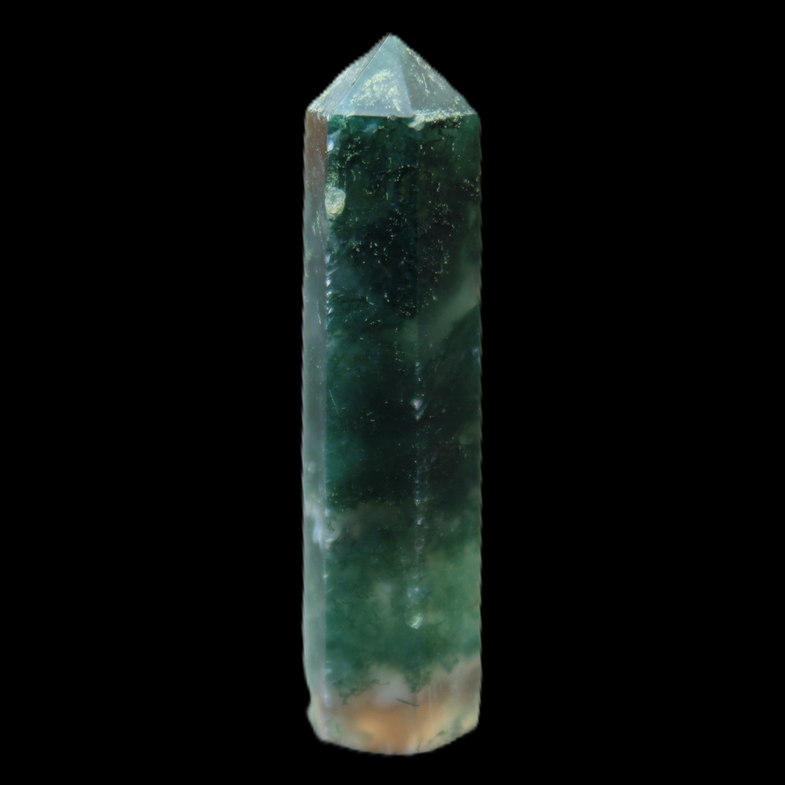 Moss Agate small wand 39mm 6g in sunlight - Rocks and Things Store