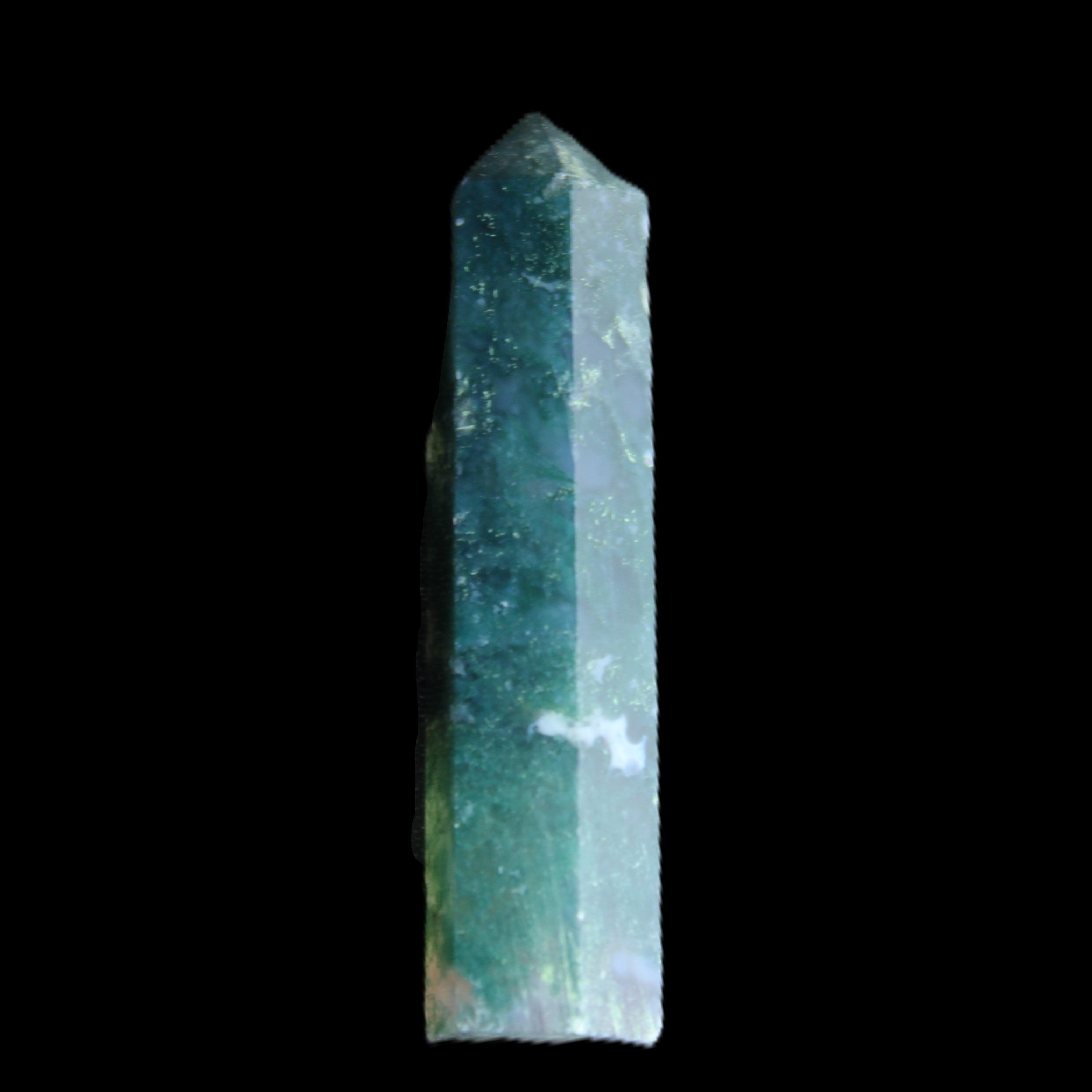 Moss Agate small wand 39mm 6g in sunlight - Rocks and Things Store