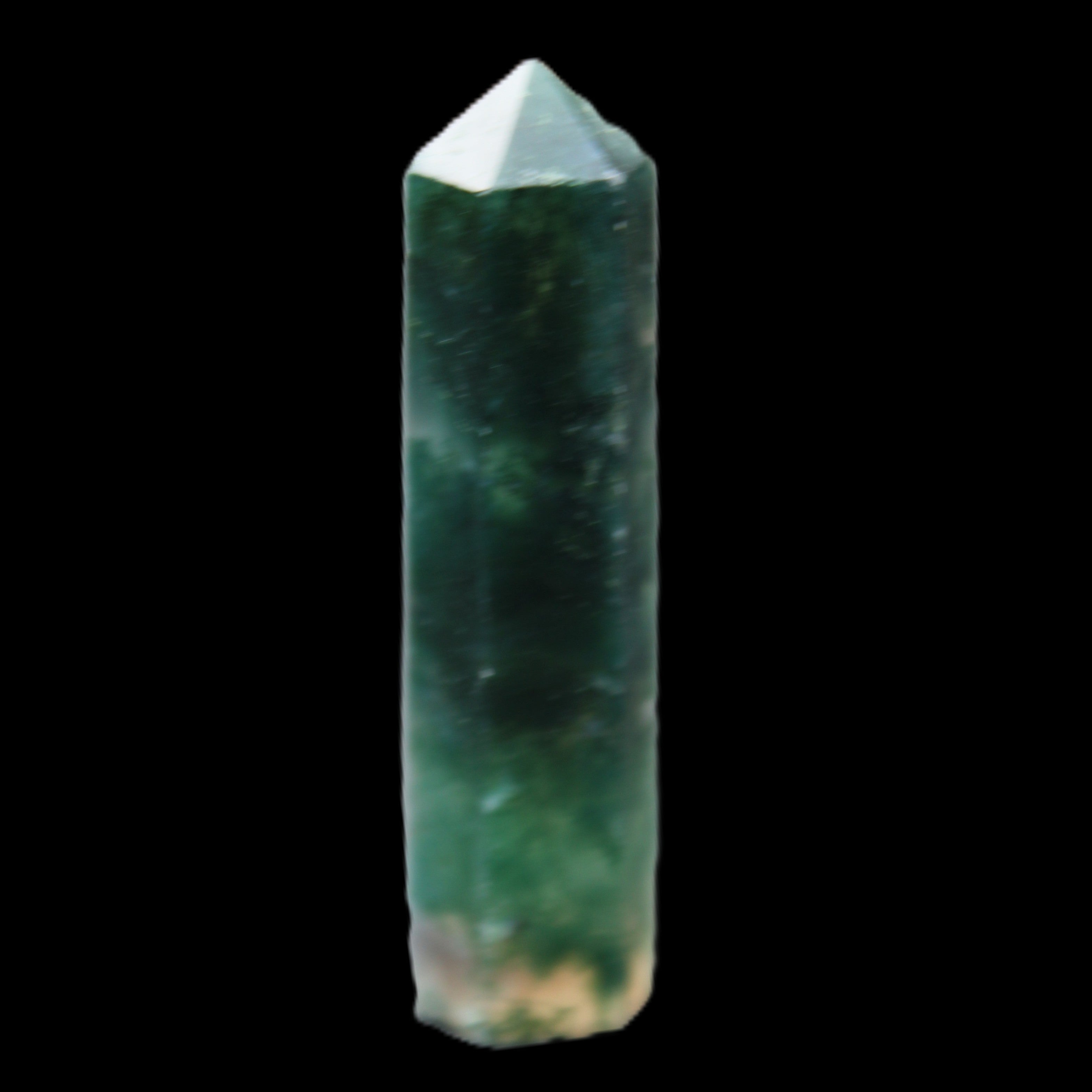 Moss Agate small wand 39mm 6g in sunlight - Rocks and Things Store