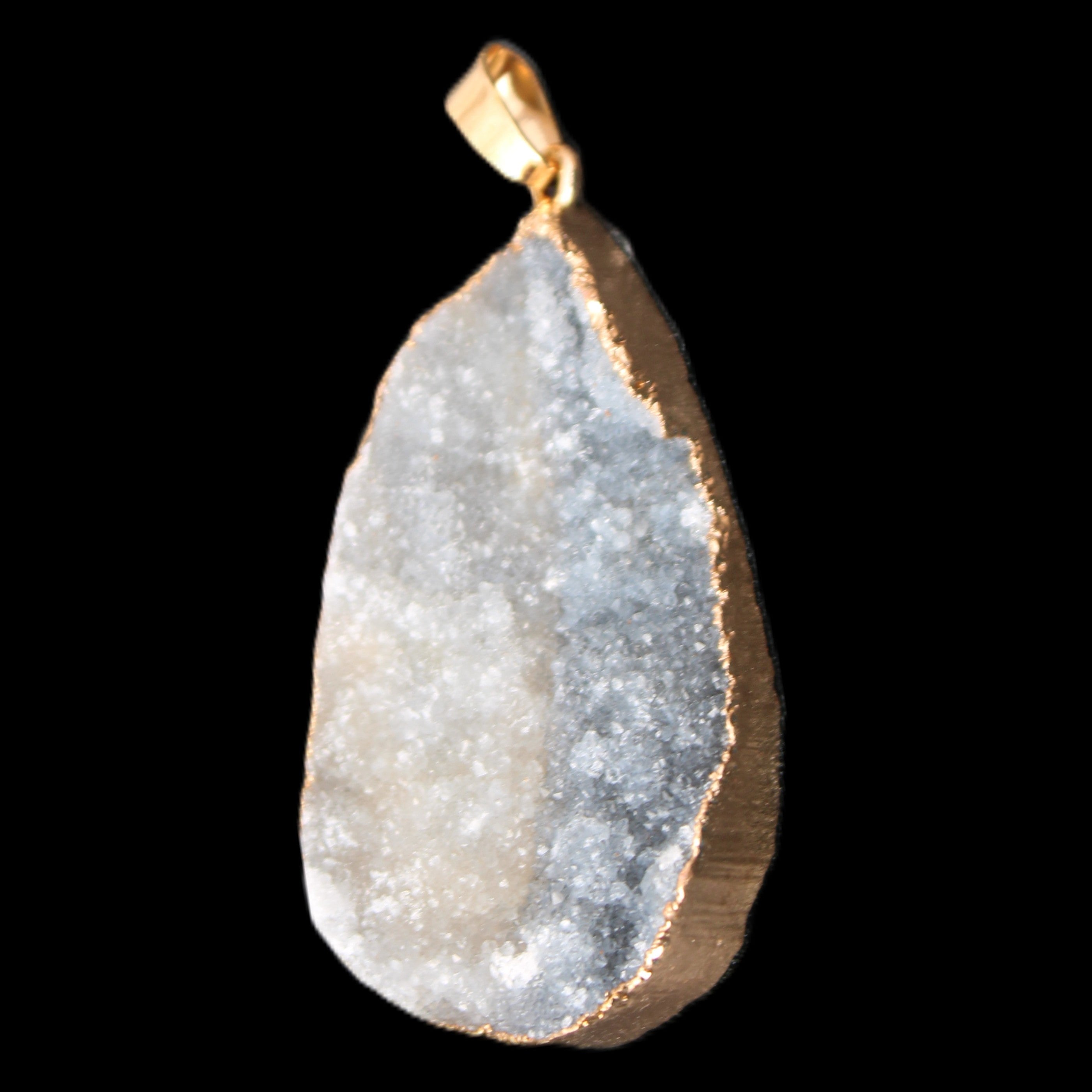 Quartz geode pendant 25-44mm 14g in sunlight - Rocks and Things Store