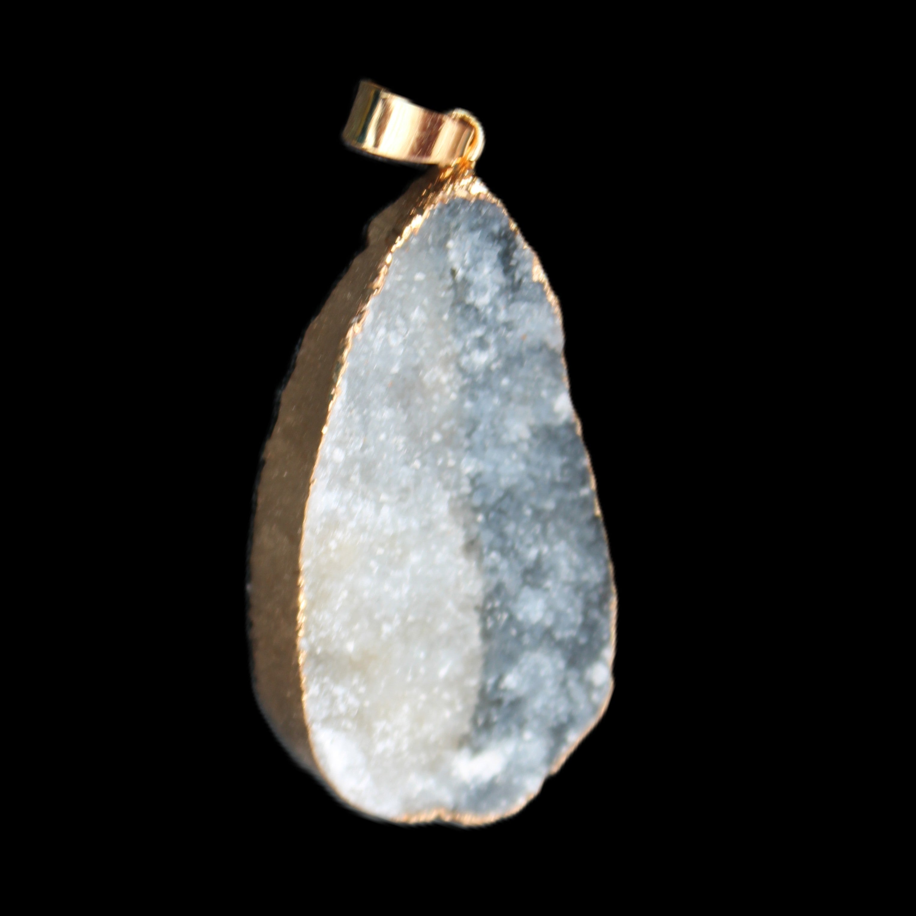 Quartz geode pendant 25-44mm 14g in sunlight - Rocks and Things Store