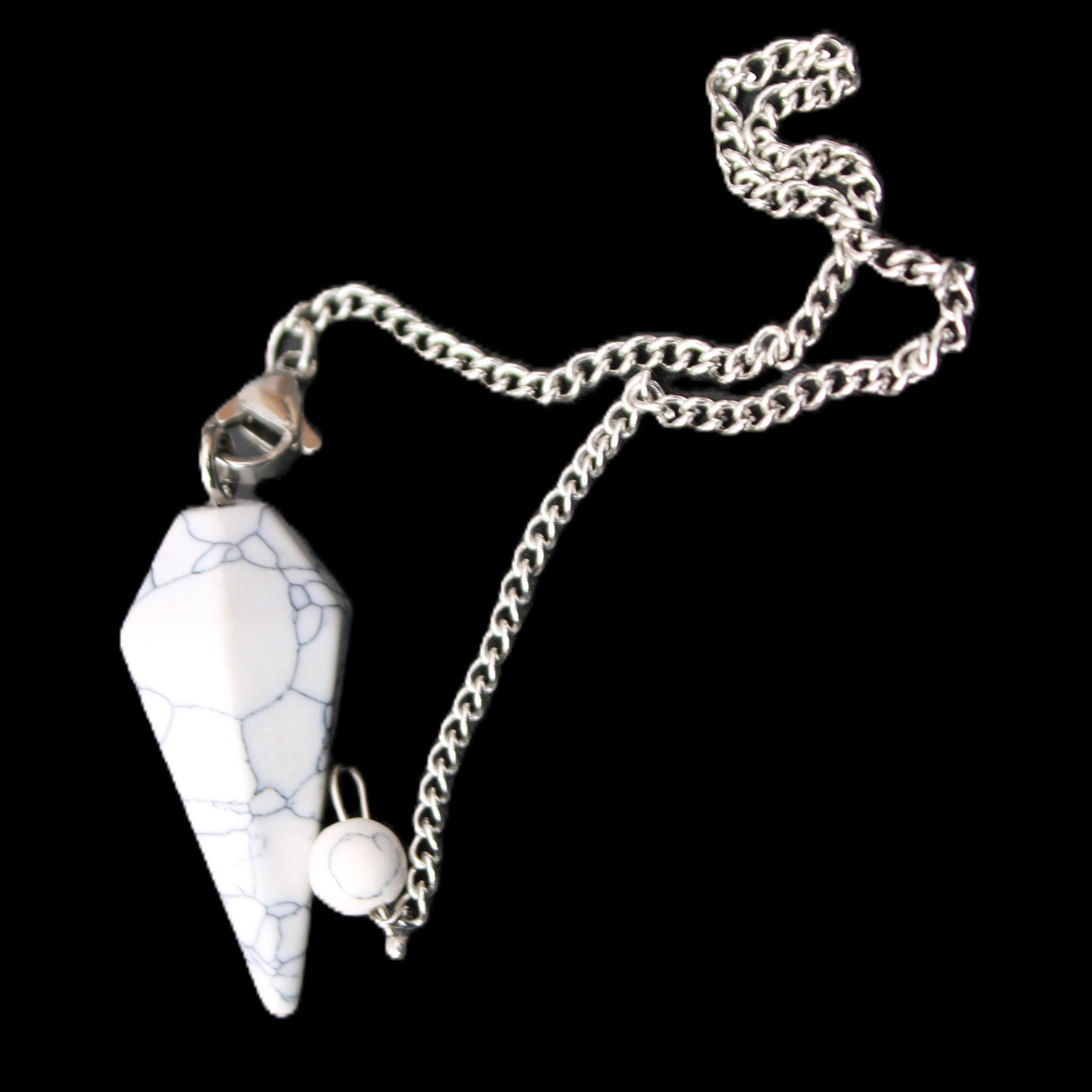 Howlite small pendulum in sunlight - Rocks and Things Store