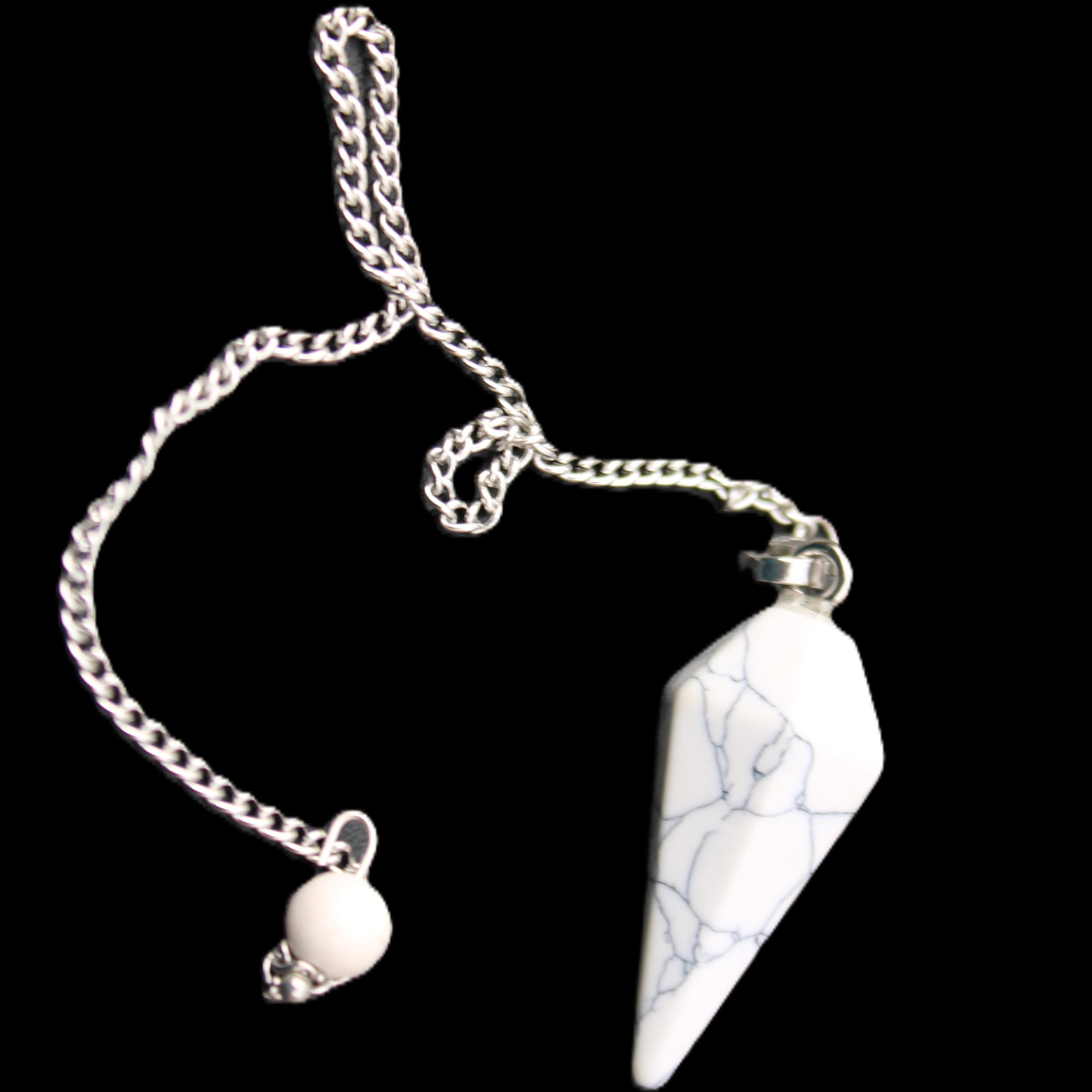 Howlite small pendulum in sunlight - Rocks and Things Store