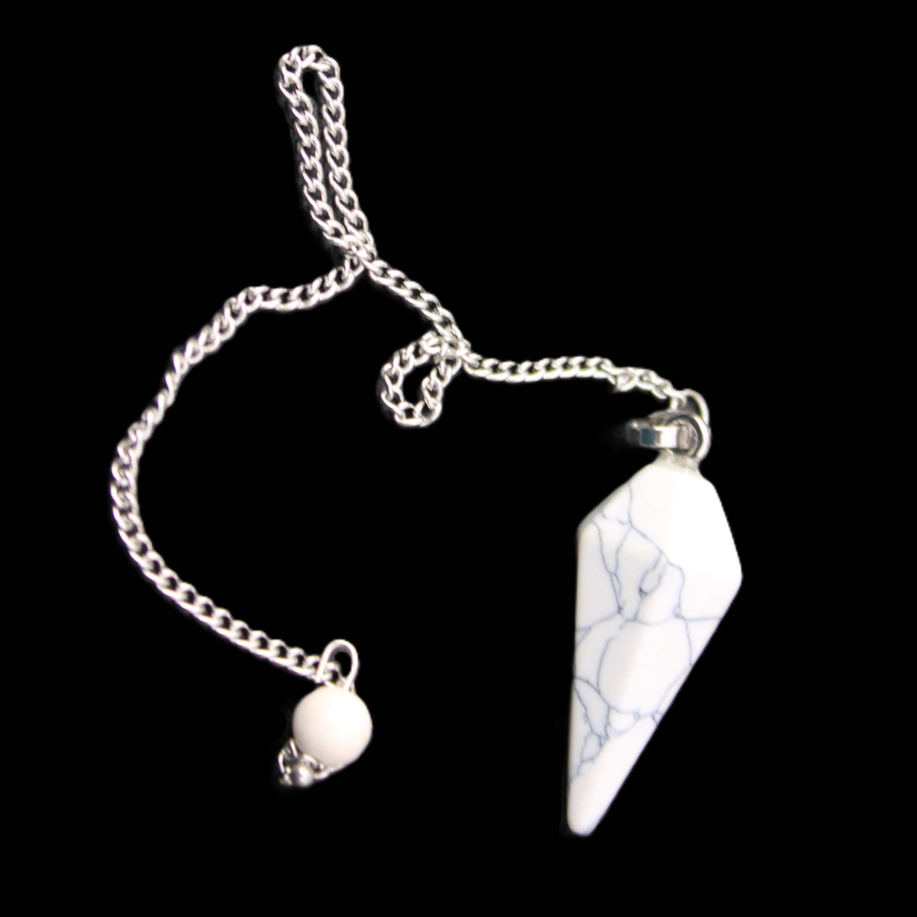 Howlite small pendulum in sunlight - Rocks and Things Store