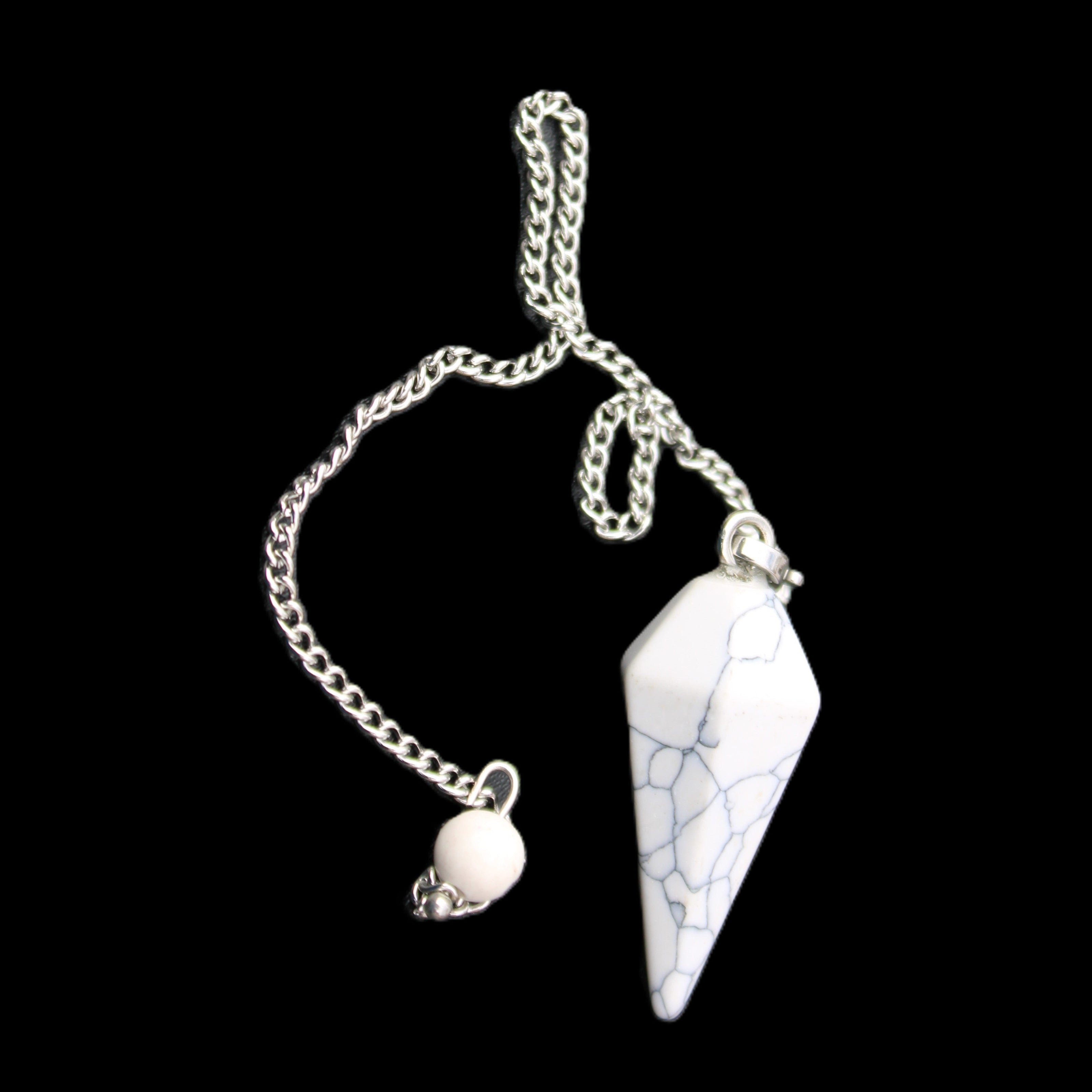 Howlite small pendulum in sunlight - Rocks and Things Store