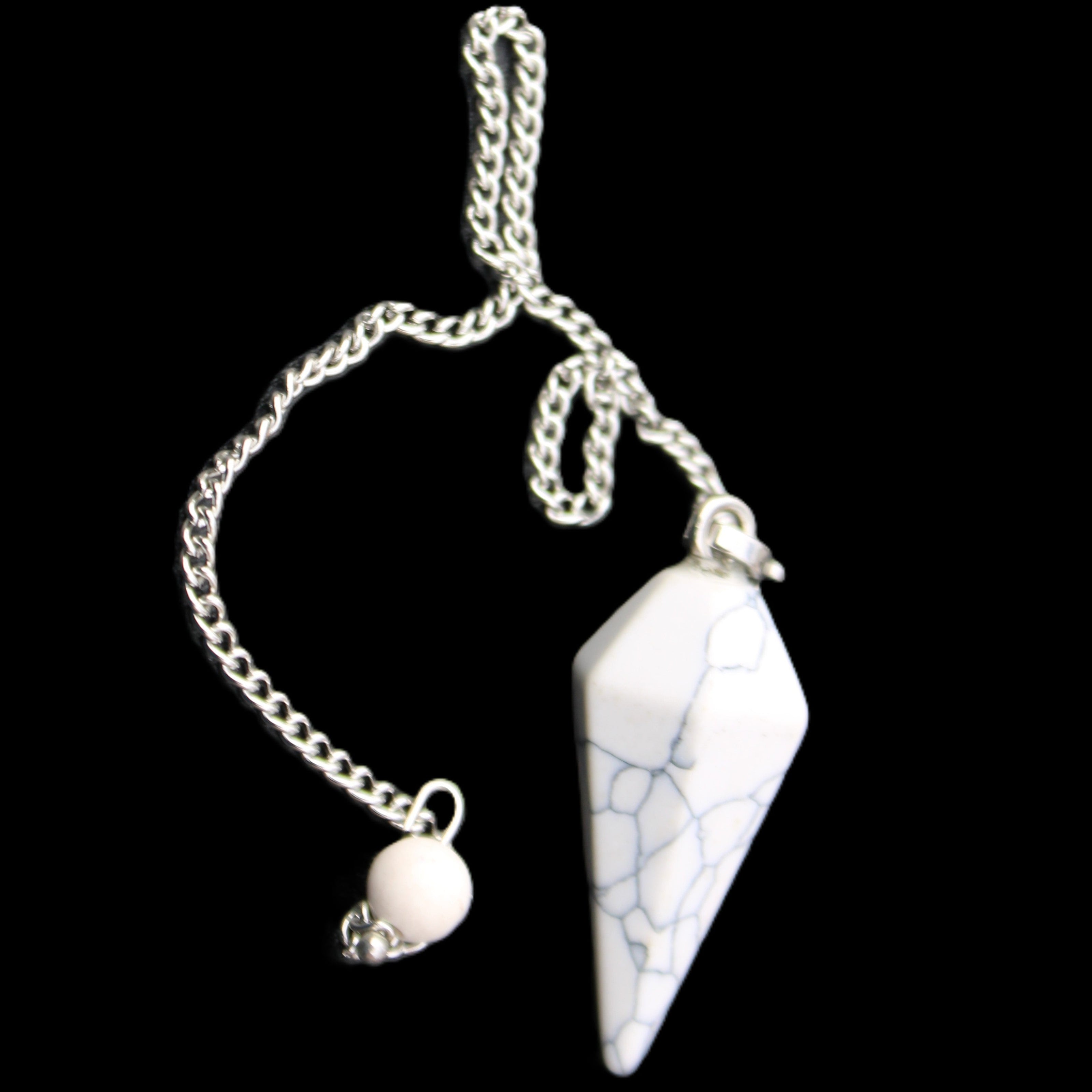 Howlite small pendulum in sunlight - Rocks and Things Store