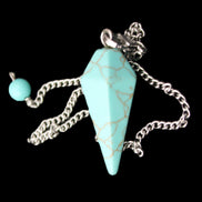 Dyed Turquoise pendulum 32mm 7g in sunlight - Rocks and Things Store