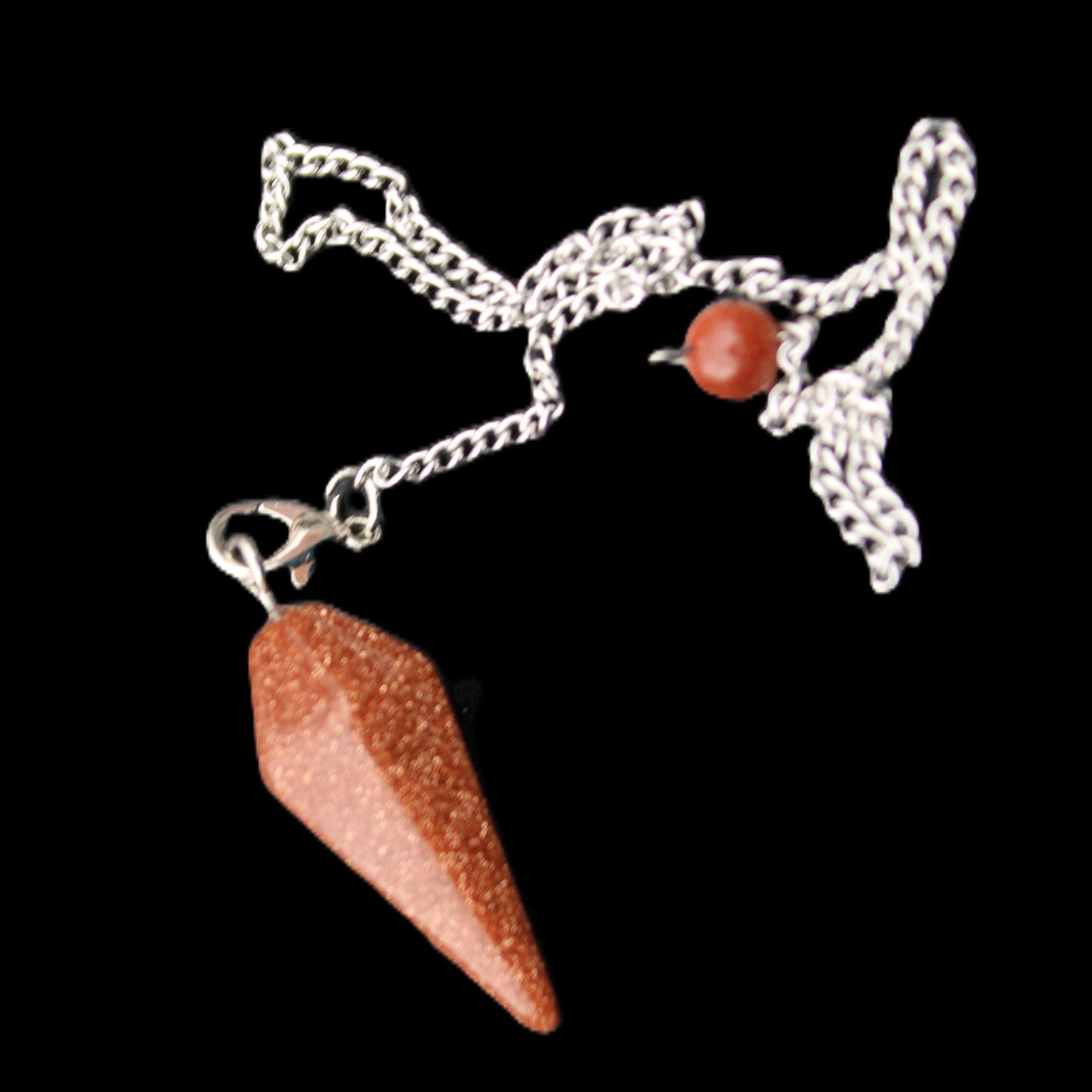 Goldstone pendulum 33mm 8g in sunlight - Rocks and Things Store