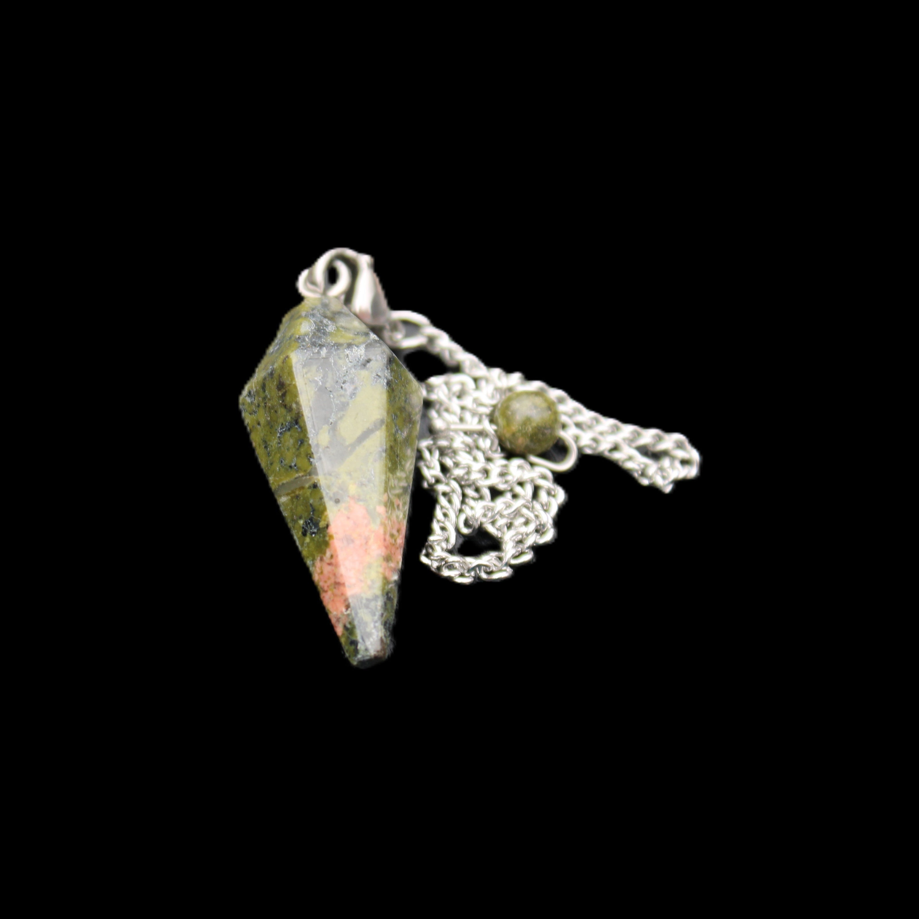 Unakite pendulum 33mm 10g in sunlight - Rocks and Things Store