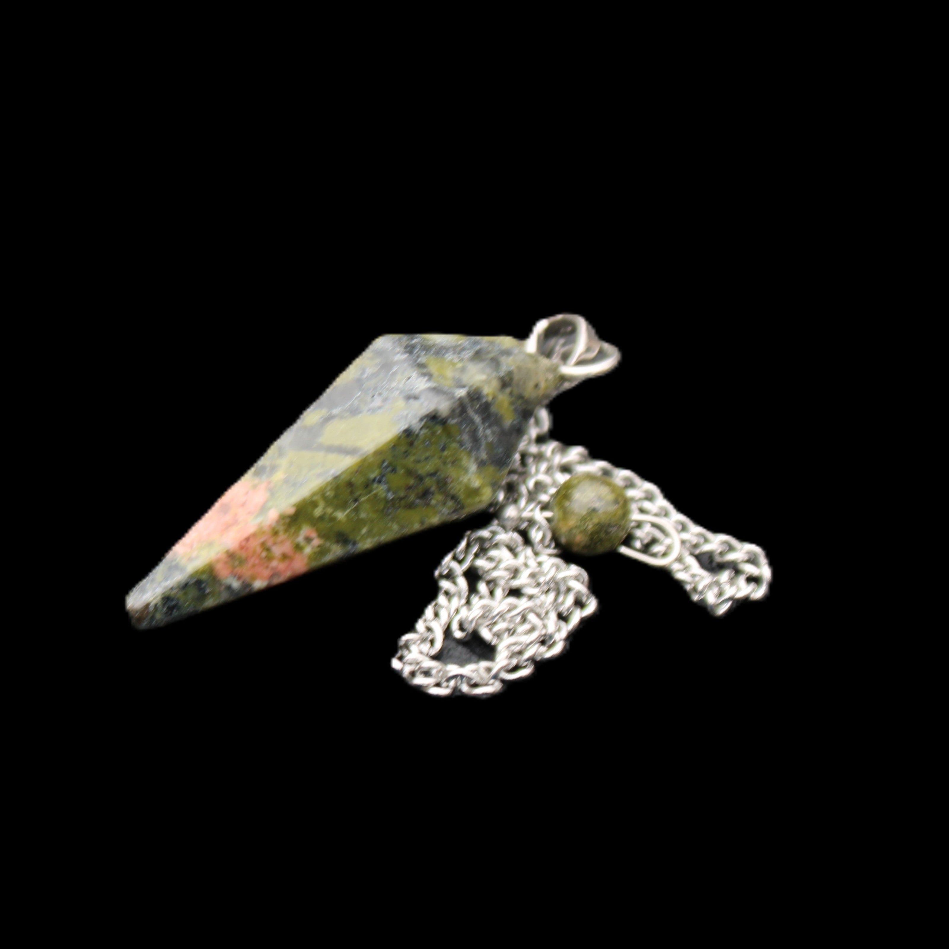 Unakite pendulum 33mm 10g in sunlight - Rocks and Things Store