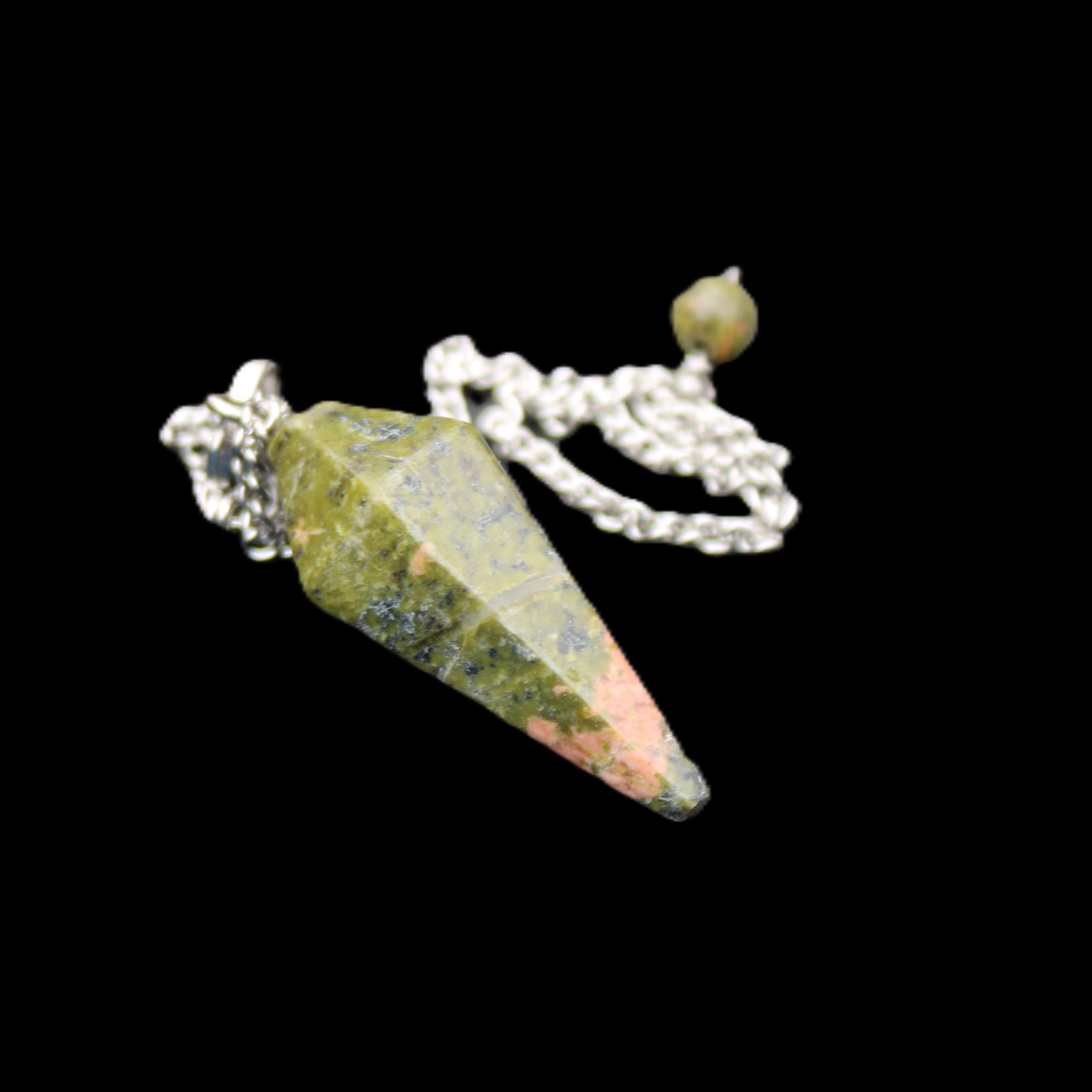 Unakite pendulum 33mm 10g in sunlight - Rocks and Things Store