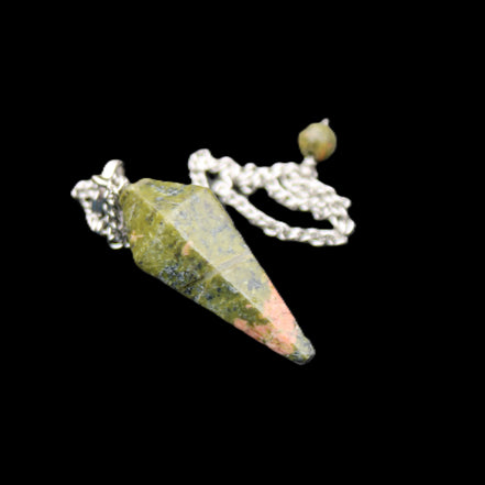 Unakite pendulum 33mm 10g in sunlight - Rocks and Things Store
