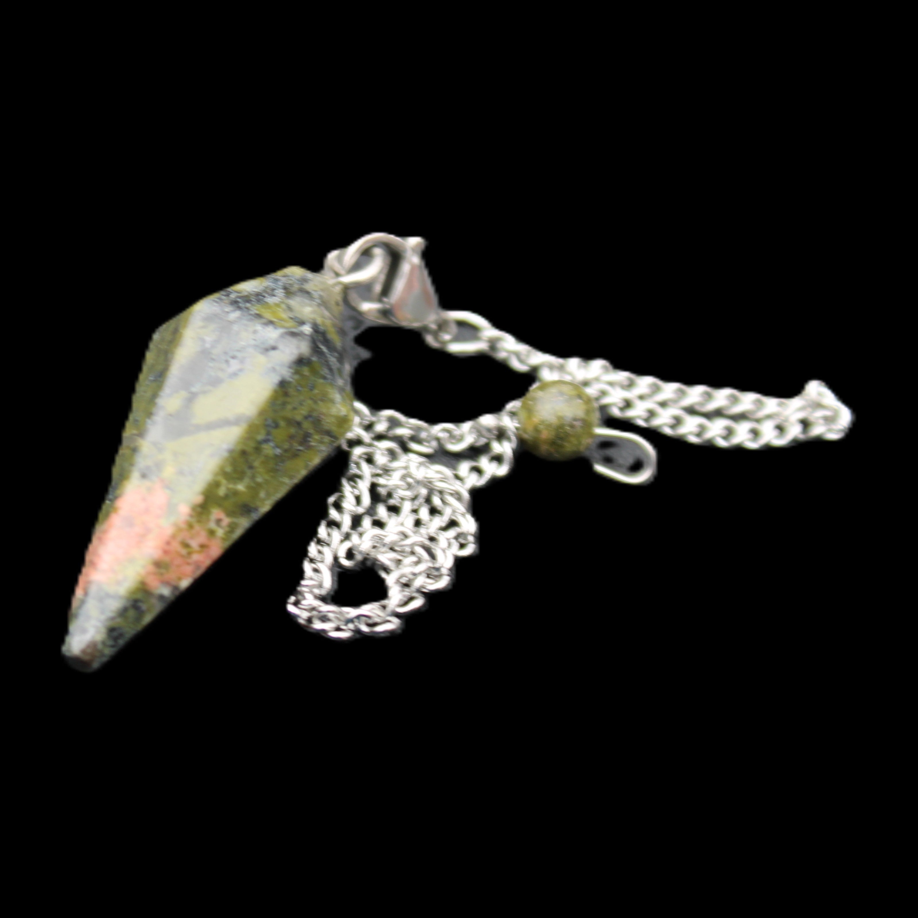 Unakite pendulum 33mm 10g in sunlight - Rocks and Things Store