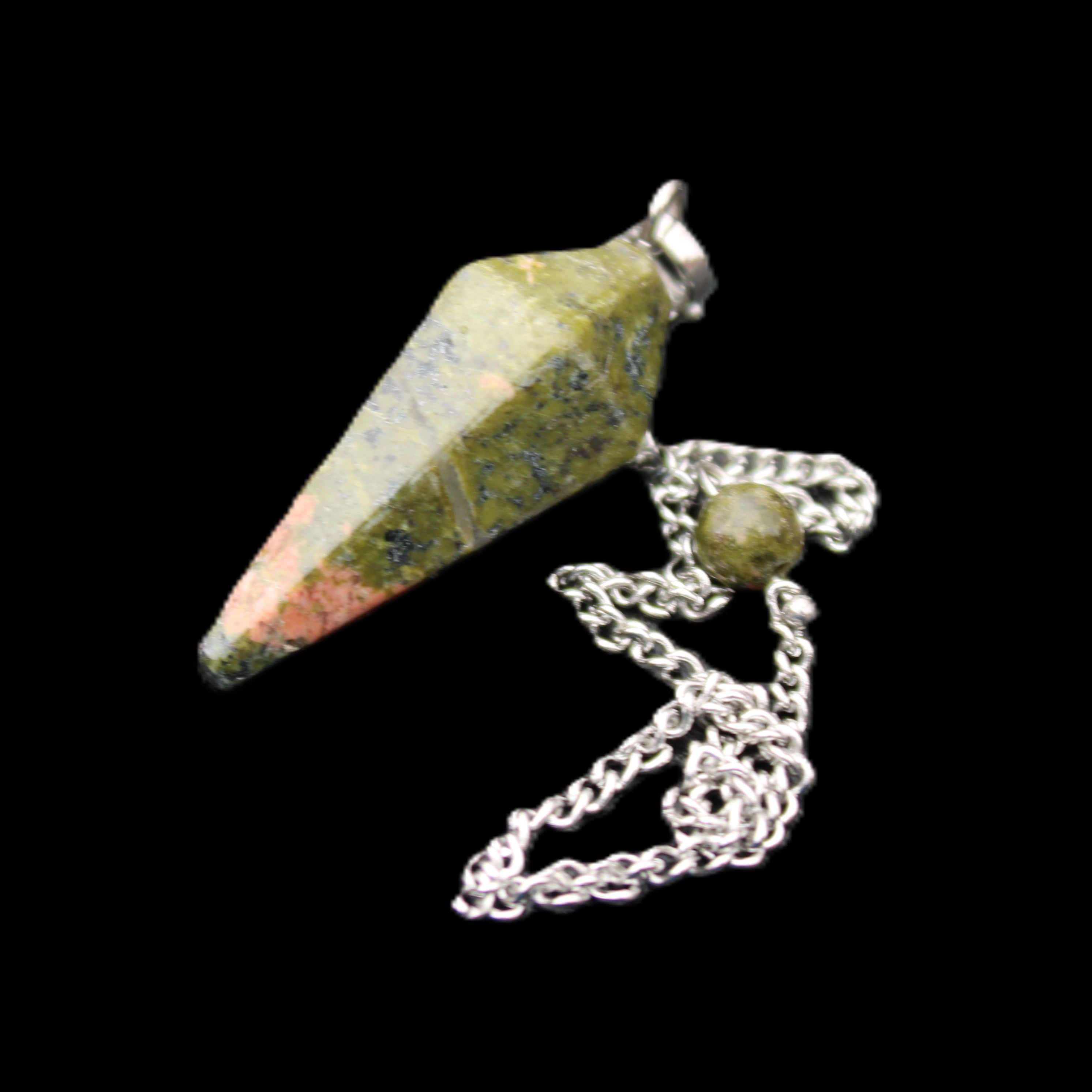 Unakite pendulum 33mm 10g in sunlight - Rocks and Things Store