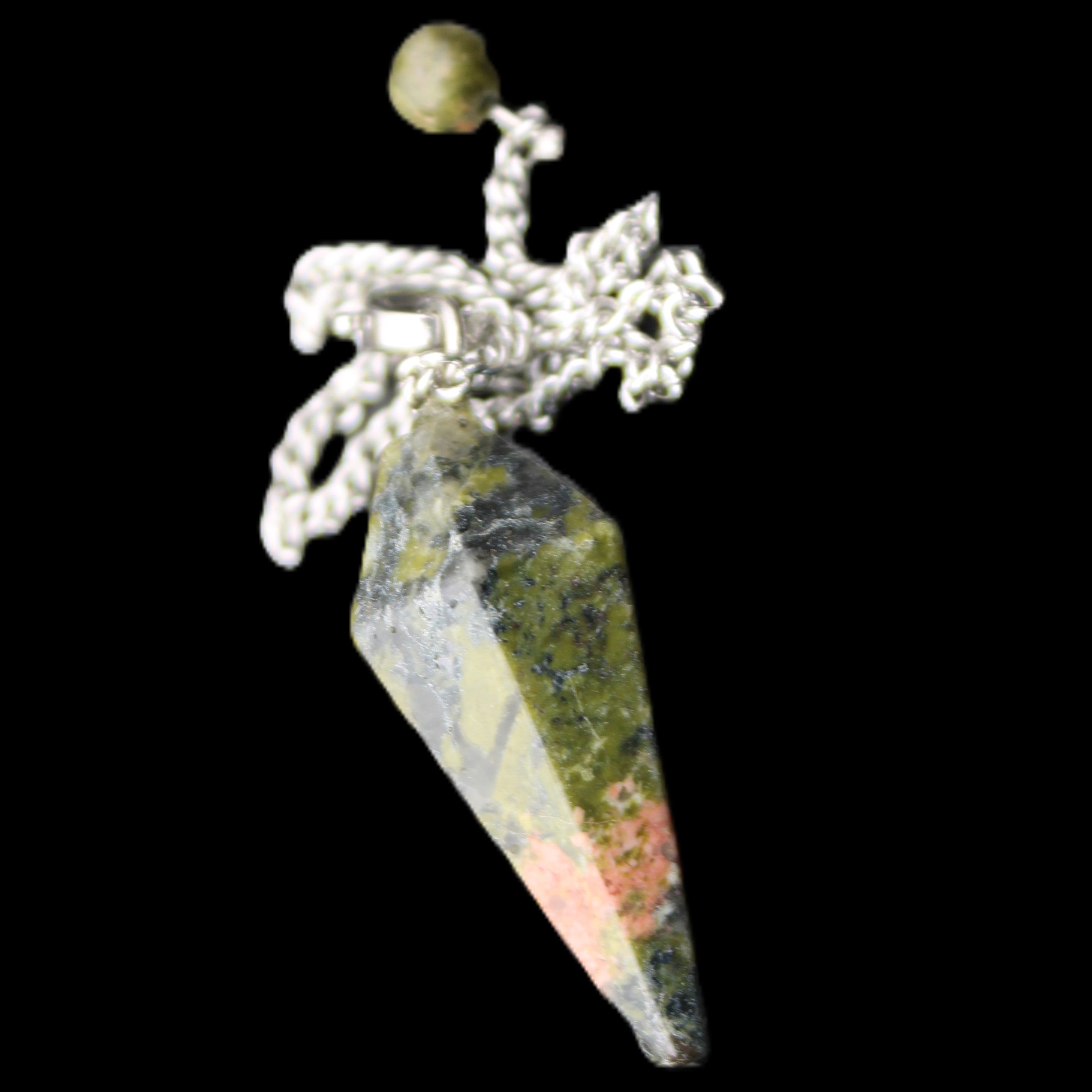 Unakite pendulum 33mm 10g in sunlight - Rocks and Things Store