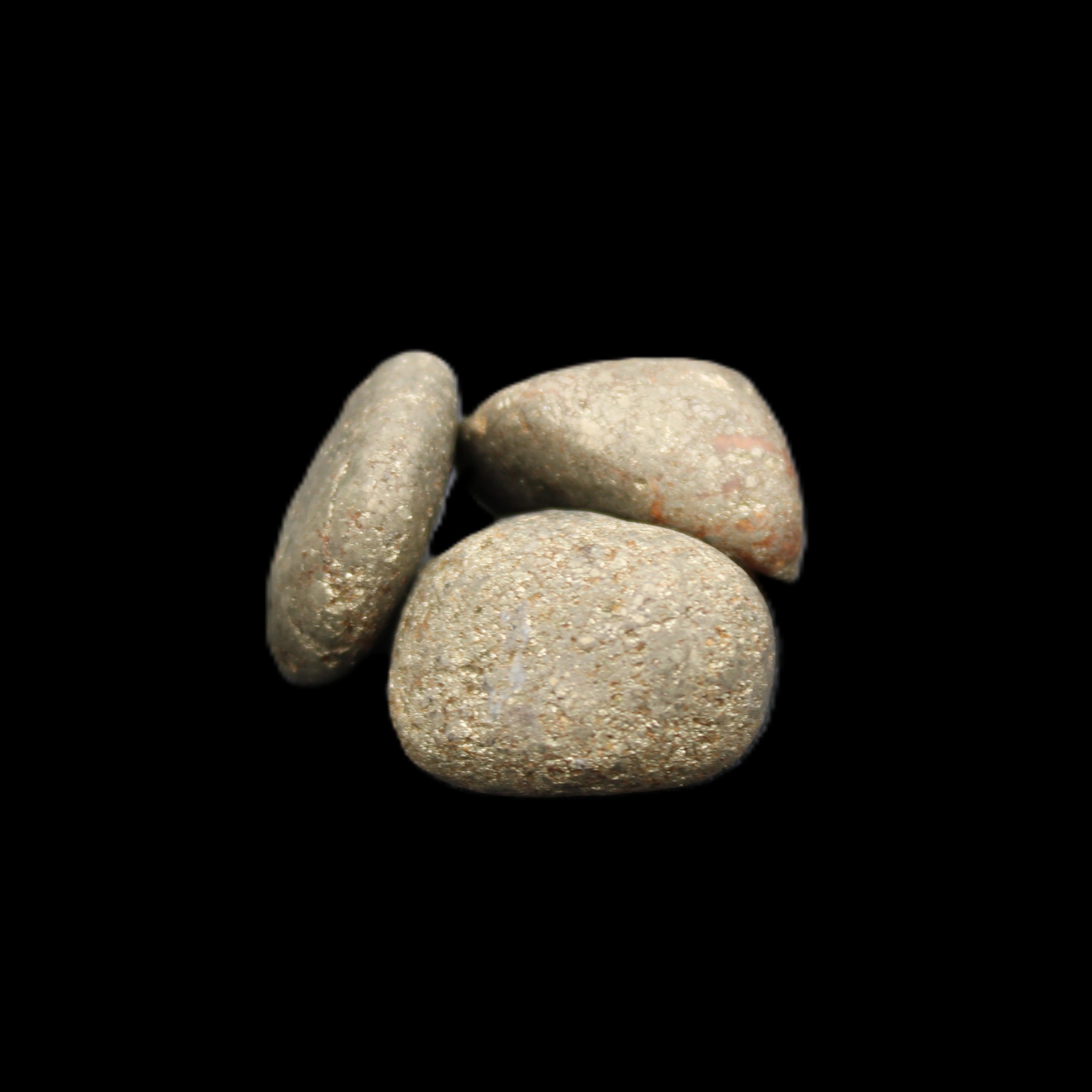 Pyrite 3 small tumbled stones 20-25g in sunlight - Rocks and Things Store